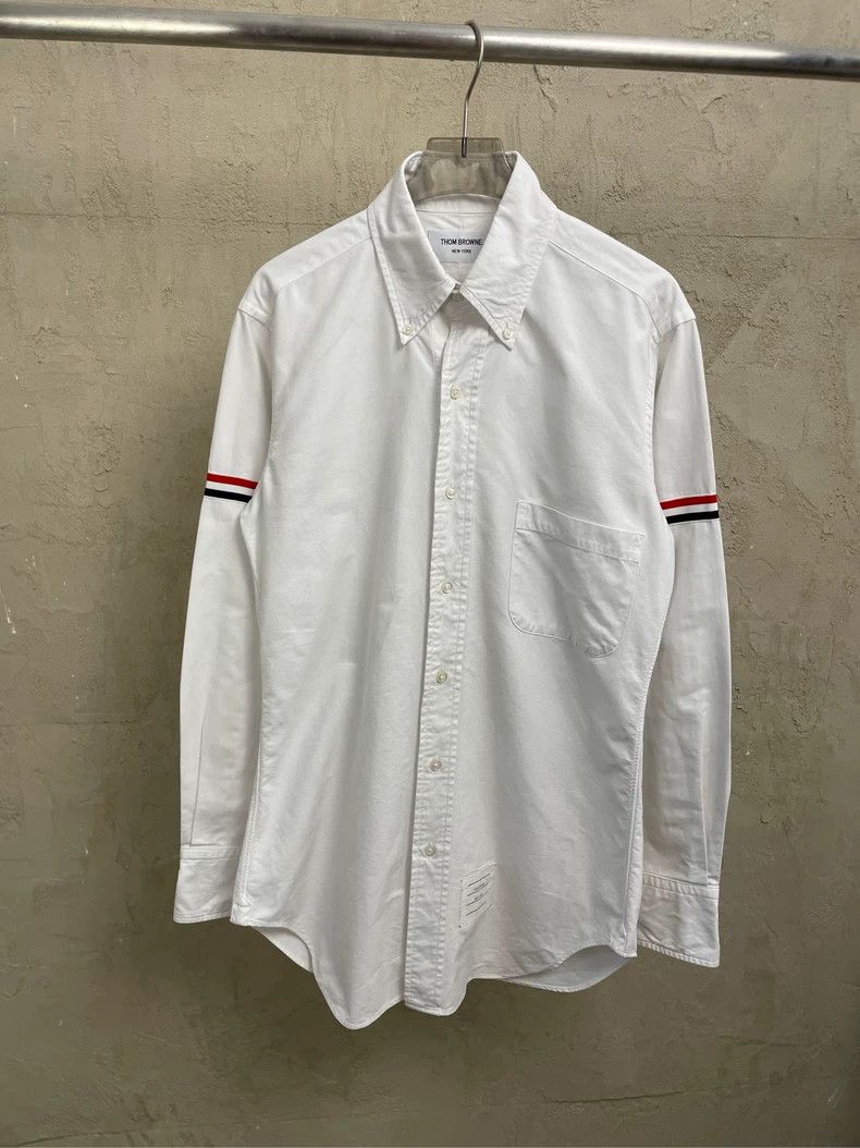 Thom Browne Thom browne White double-sleeved colored stripe shirt 2504- Size US XS / EU 42 / 0 - 1 Thumbnail
