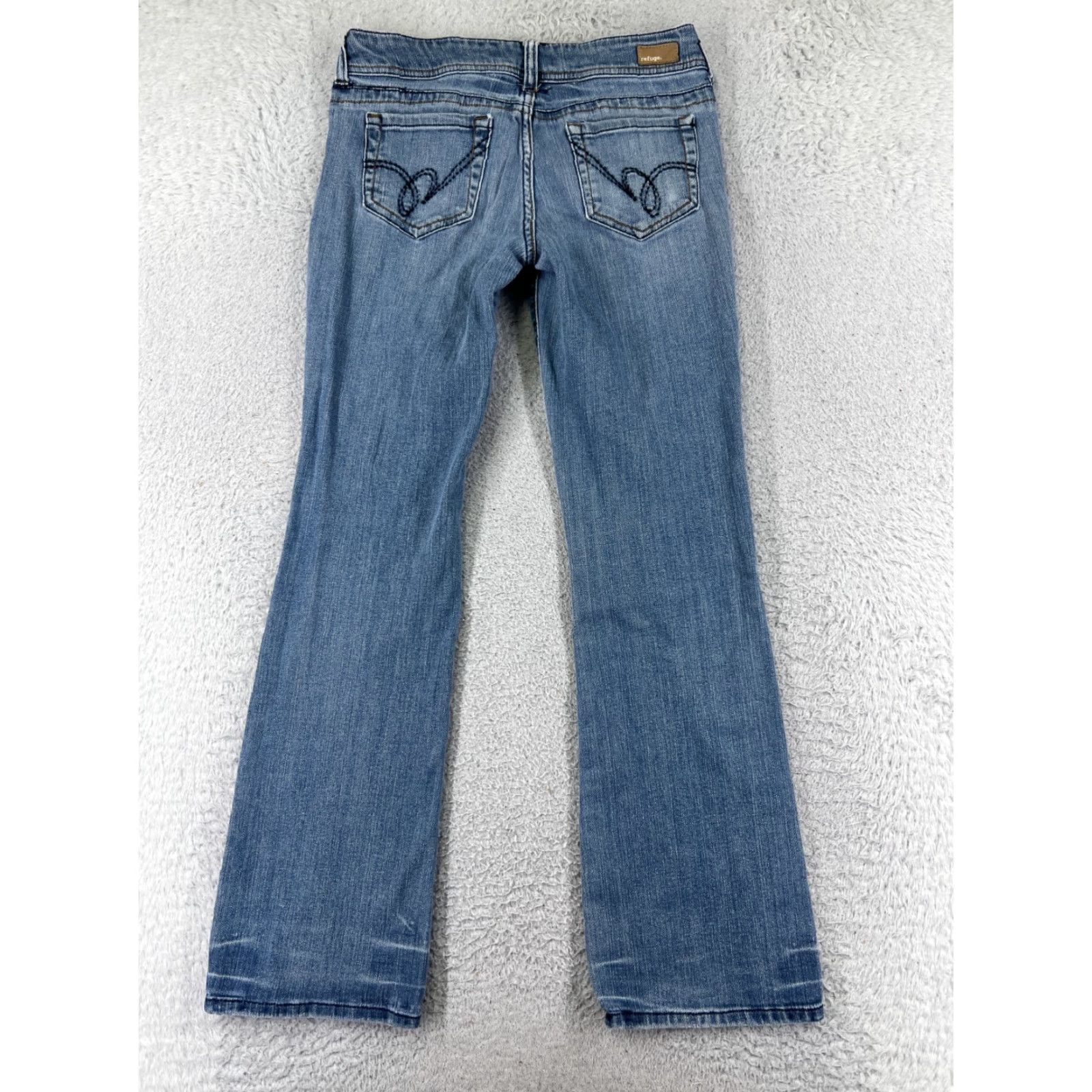 Denime Refuge Jeans Womens 7 Blue Denim Flared Distressed Embroidered Cotton Jeans Size 28" / US 6 / IT 42 - 2 Thumbnail