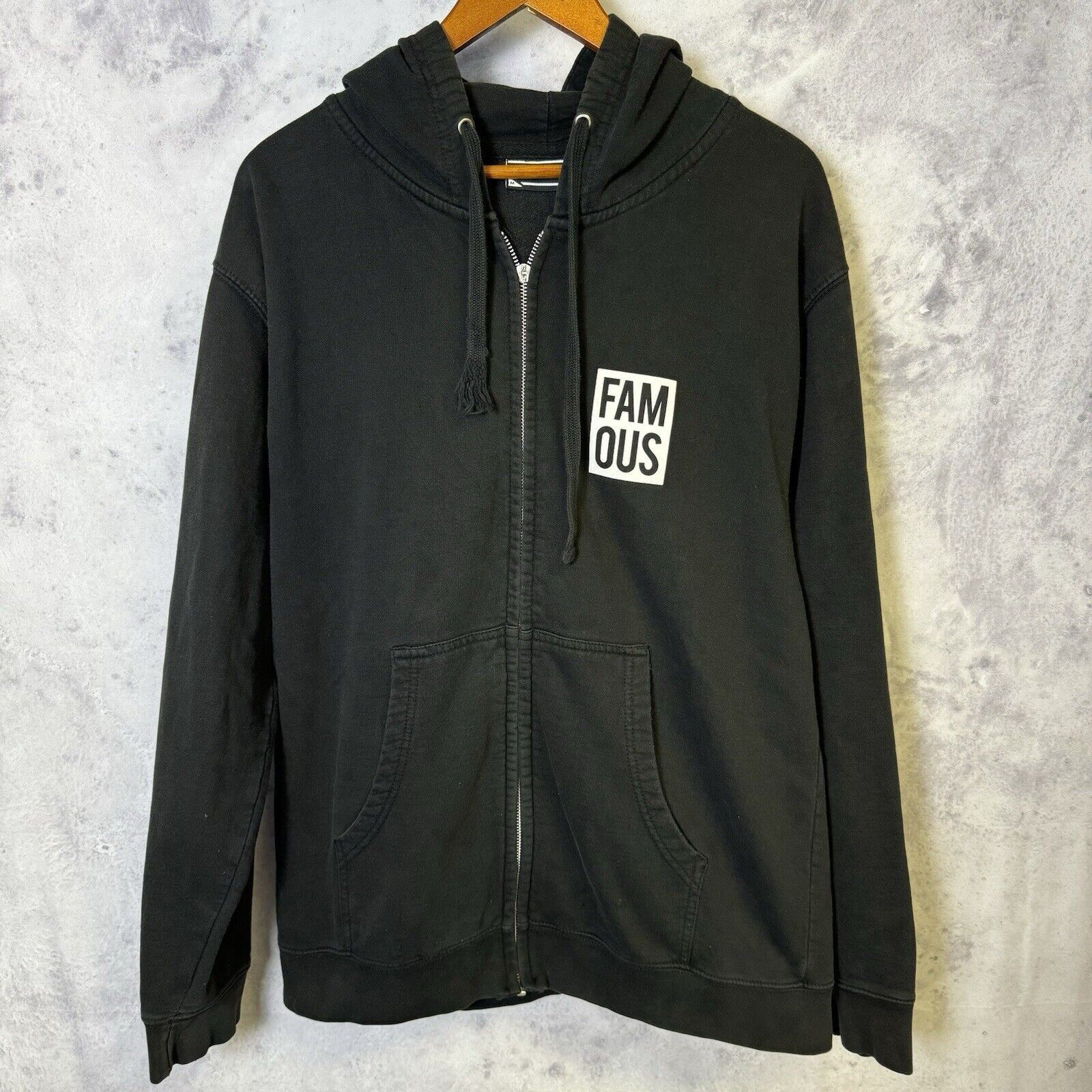 Vintage Famous Hoodie Sweatshirt Mens Medium Black Full Zip Size US M / EU 48-50 / 2 - 2 Thumbnail