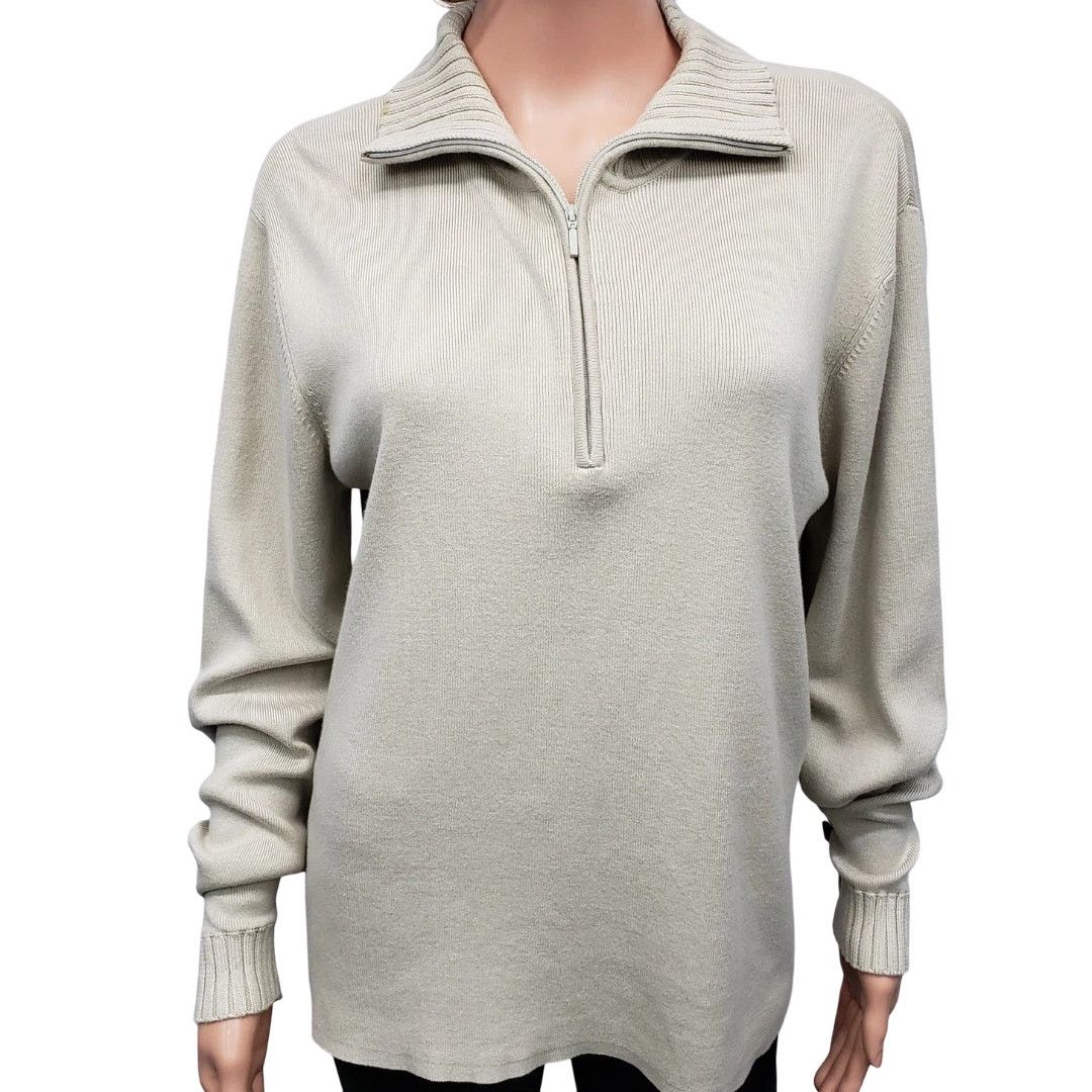 Robert Talbott × Vintage Talbots Sweater Made in JAPAN Half zip Mockneck L Cotton Size L / US 10 / IT 46 - 2 Thumbnail