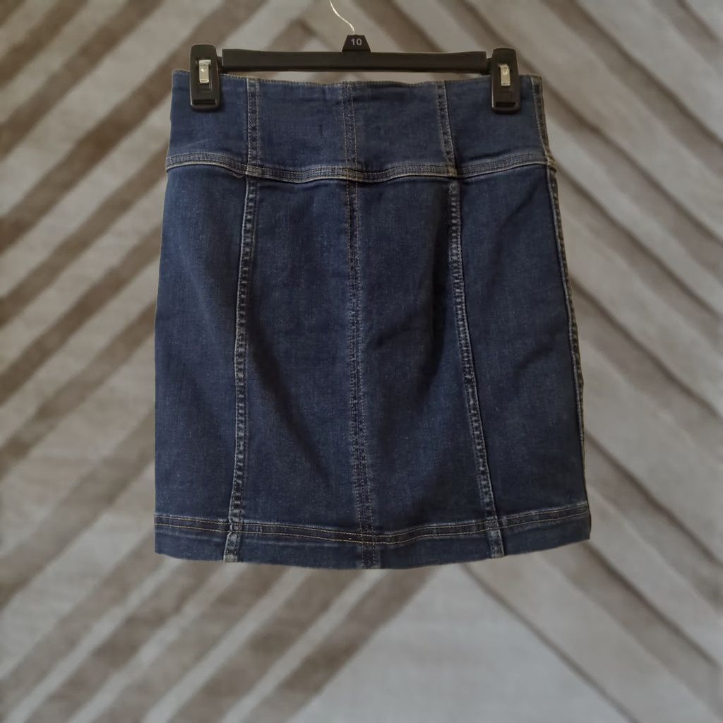 Free People Free People Skirt Womens Size 4 Blue Denim Lace Up Mini High Rise Casual Autumn Modern Womens Size S / US 4 / IT 40 - 1 Thumbnail