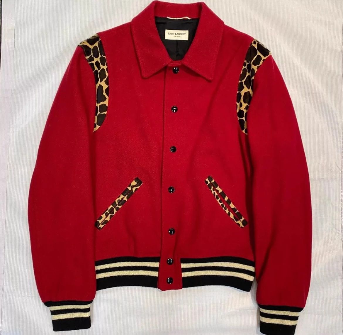 Saint Laurent Paris Saint Laurent Paris Red leopard print baseball jacket Size US S / EU 44-46 / 1 - 1 Thumbnail