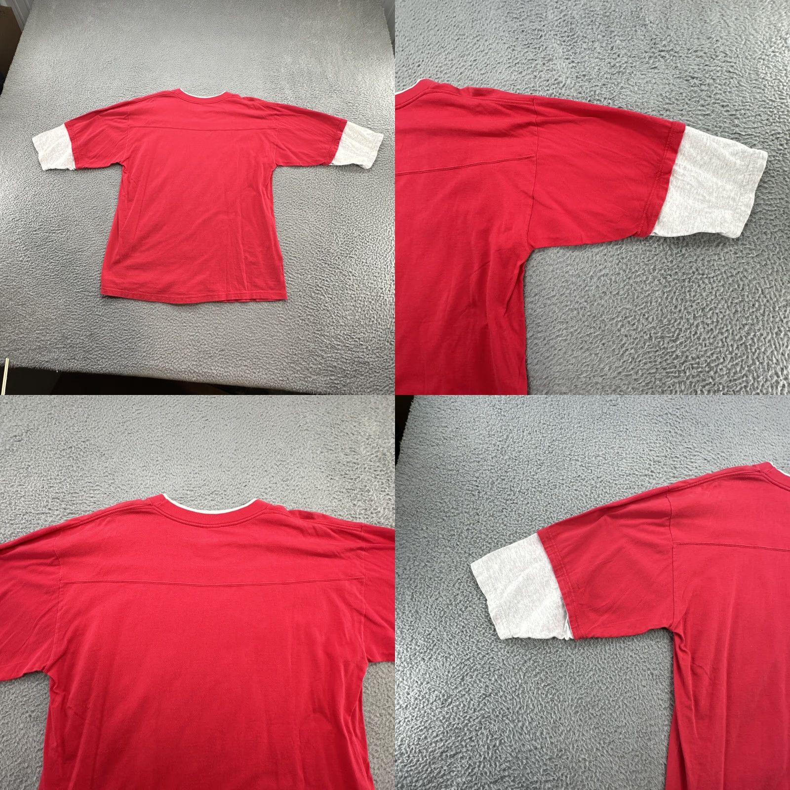 Doublet VINTAGE 90's CHICAGO BULLS Trench Shirt XXL? Double Sleeve Crew Neck Short Sleeve 100% Cotton Men Black & Red 1990-1999 90s Theme Size US XXL / EU 58 / 5 - 9 Thumbnail