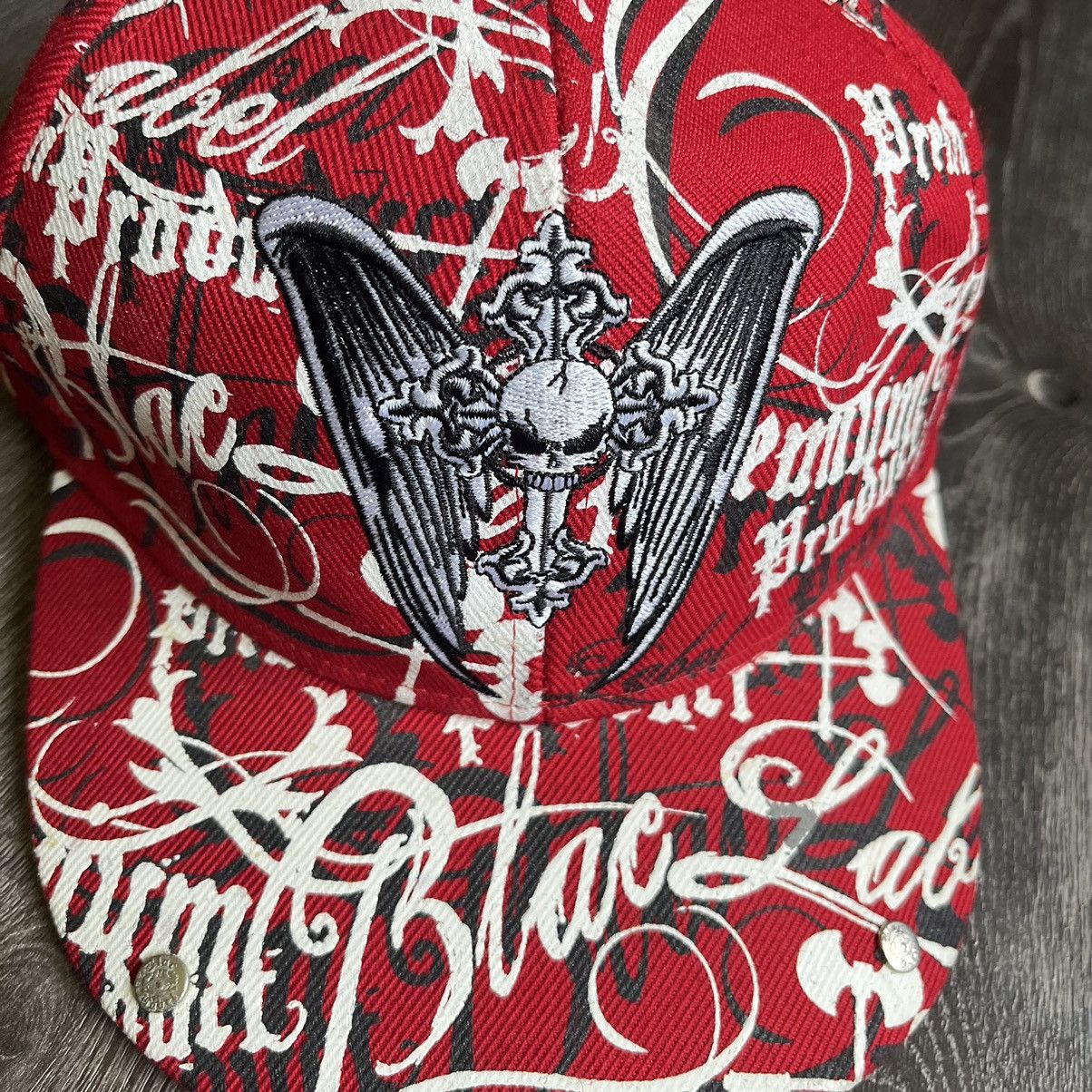 Affliction Vintage 2000s Affliction Skull Blac Label Fitted Hat 7 1/2 Size ONE SIZE - 2 Thumbnail