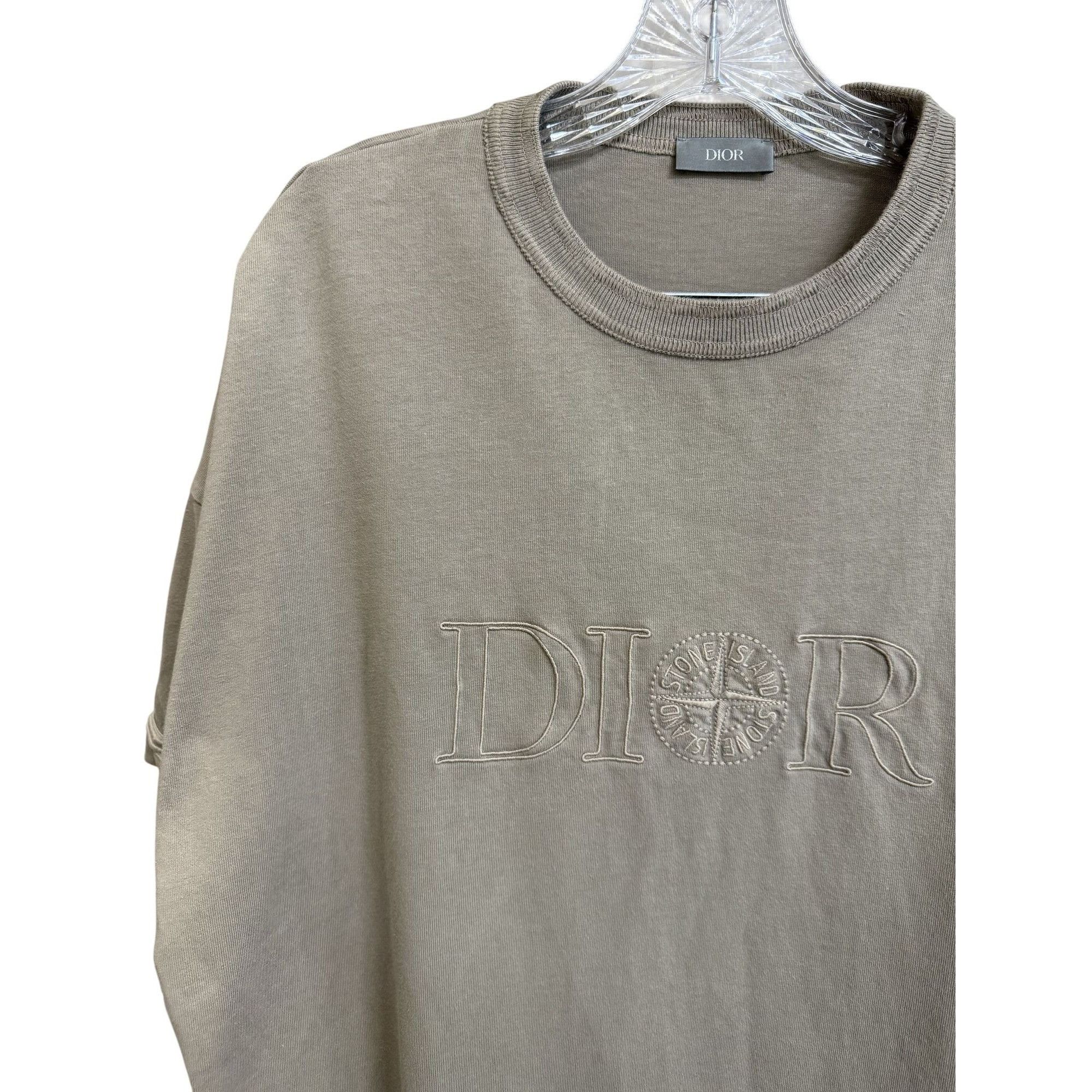 Dior Dior Beige Embroidered Logo Cotton Oversized T-Shirt L Made Size US L / EU 52-54 / 3 - 5 Thumbnail