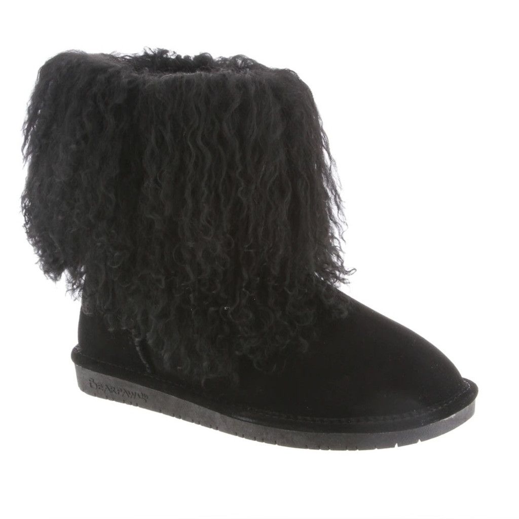 Other NEW BearPaw Boo Black Curly Lambs Hair Shearling Boots US 12 Size US 12 / IT 42 - 1 Thumbnail
