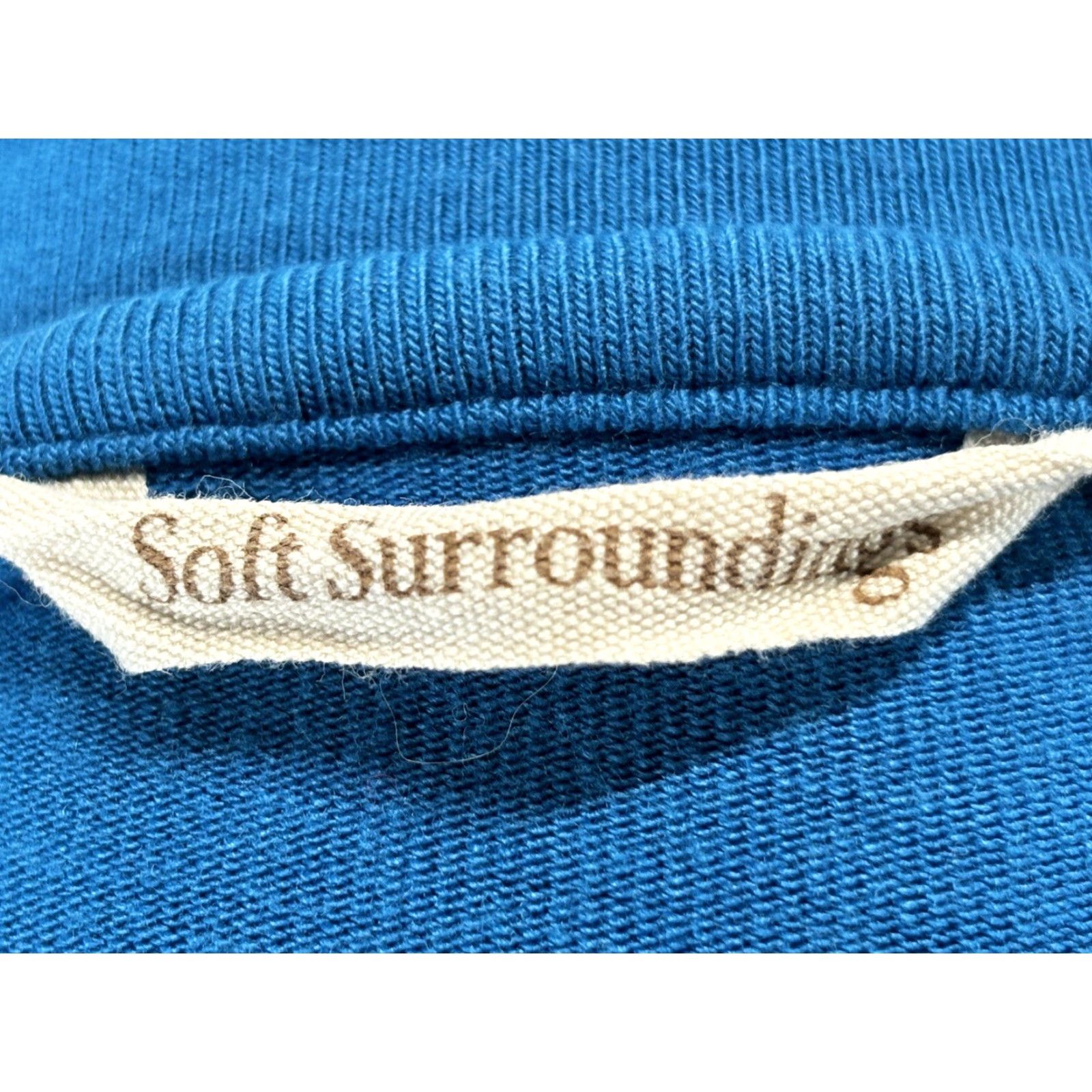 Soft Surroundings Soft Surroundings Madeline Blue Tunic Top 2X Layered Look Vneck Asymmetrical Draped Shoulder Casual Blouse Knit Polyester Blend Public: No Size XXL / US 16-18 / IT 52-54 - 6 Thumbnail