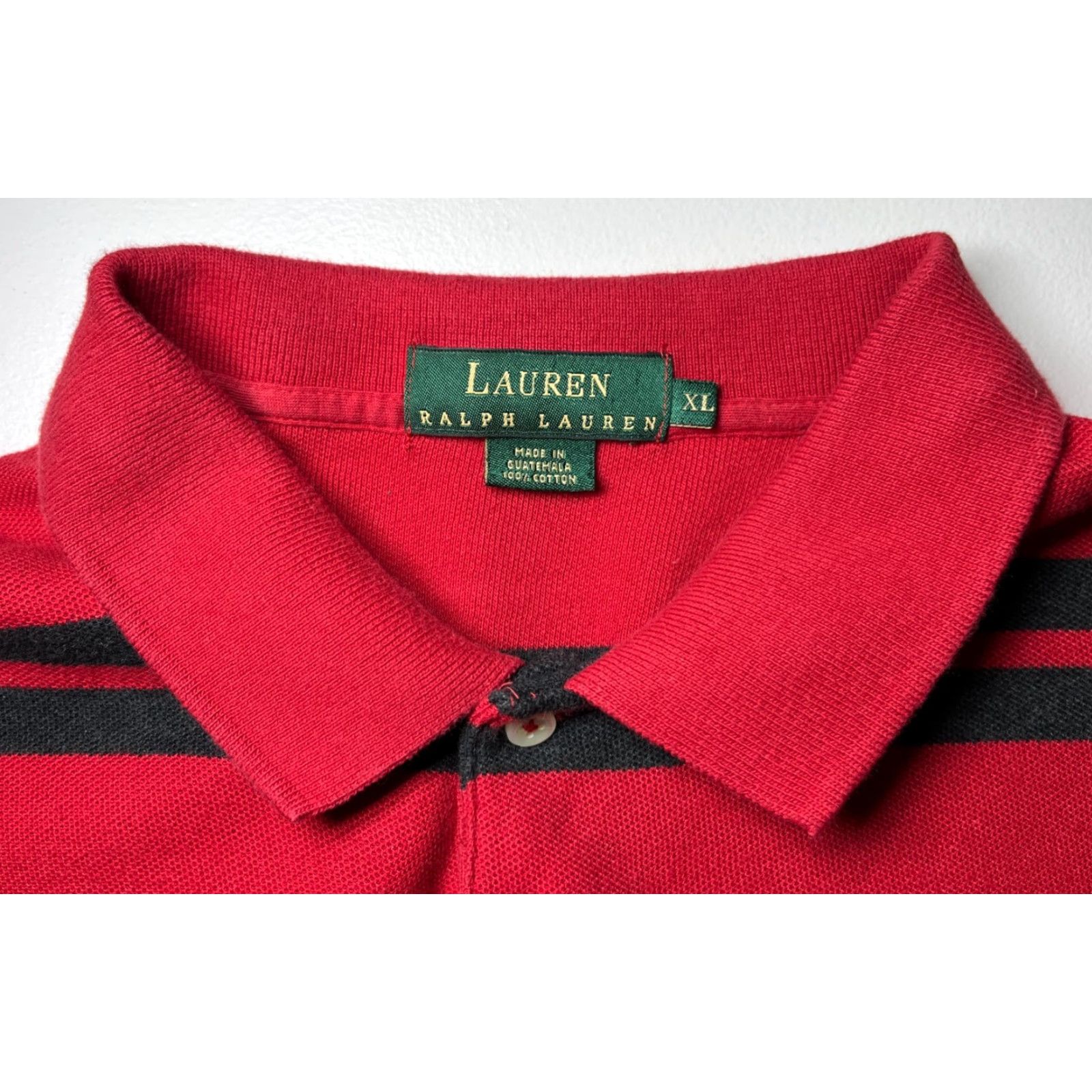 Vintage VINTAGE Lauren Ralph Lauren Men's Long Sleeve Polo Rugby Shirt Red XL Striped 100% Cotton, 90s Classic Mens Polo Size US XL / EU 56 / 4 - 7 Thumbnail
