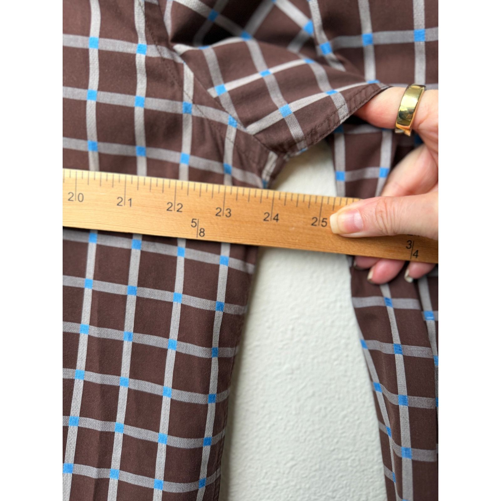 BUGATCHI Bugatchi Plaid Button Front Long Sleeve Shirt L Blue Brown Size US L / EU 52-54 / 3 - 13 Thumbnail