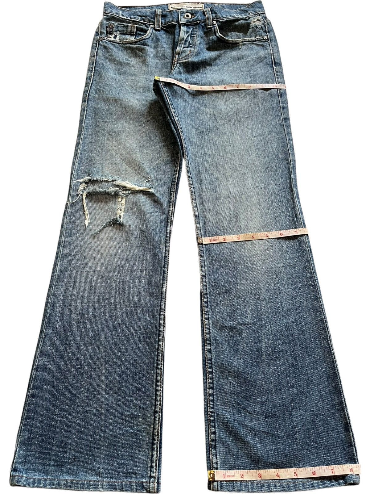 Japanese Brand Vintage Japanese Brand Faded Wash Distressed Flared Jeans Size US 29 - 13 Thumbnail