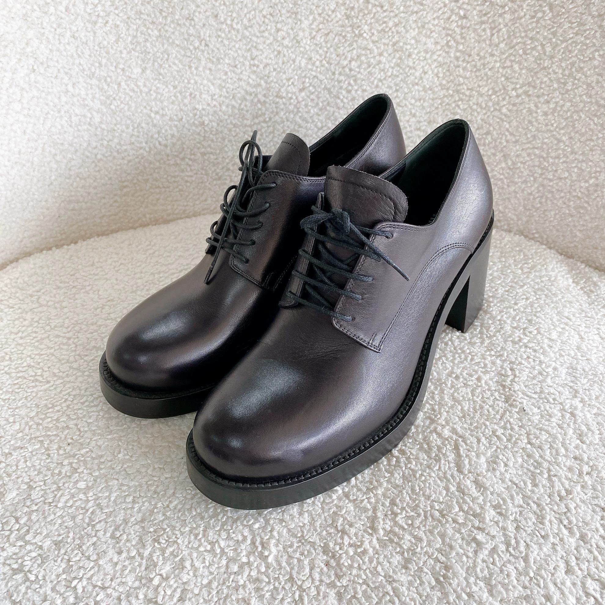 Miu Miu MIU MIU Black Block Heel Leather Pumps 37 4676 Size US 6.5 / IT 36.5 - 1 Thumbnail