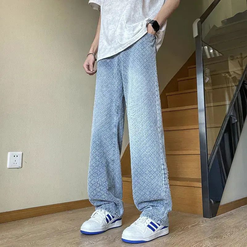 Japanese Brand Retro loose straight leg jacquard jeans Size US 32 / EU 48 - 1 Thumbnail