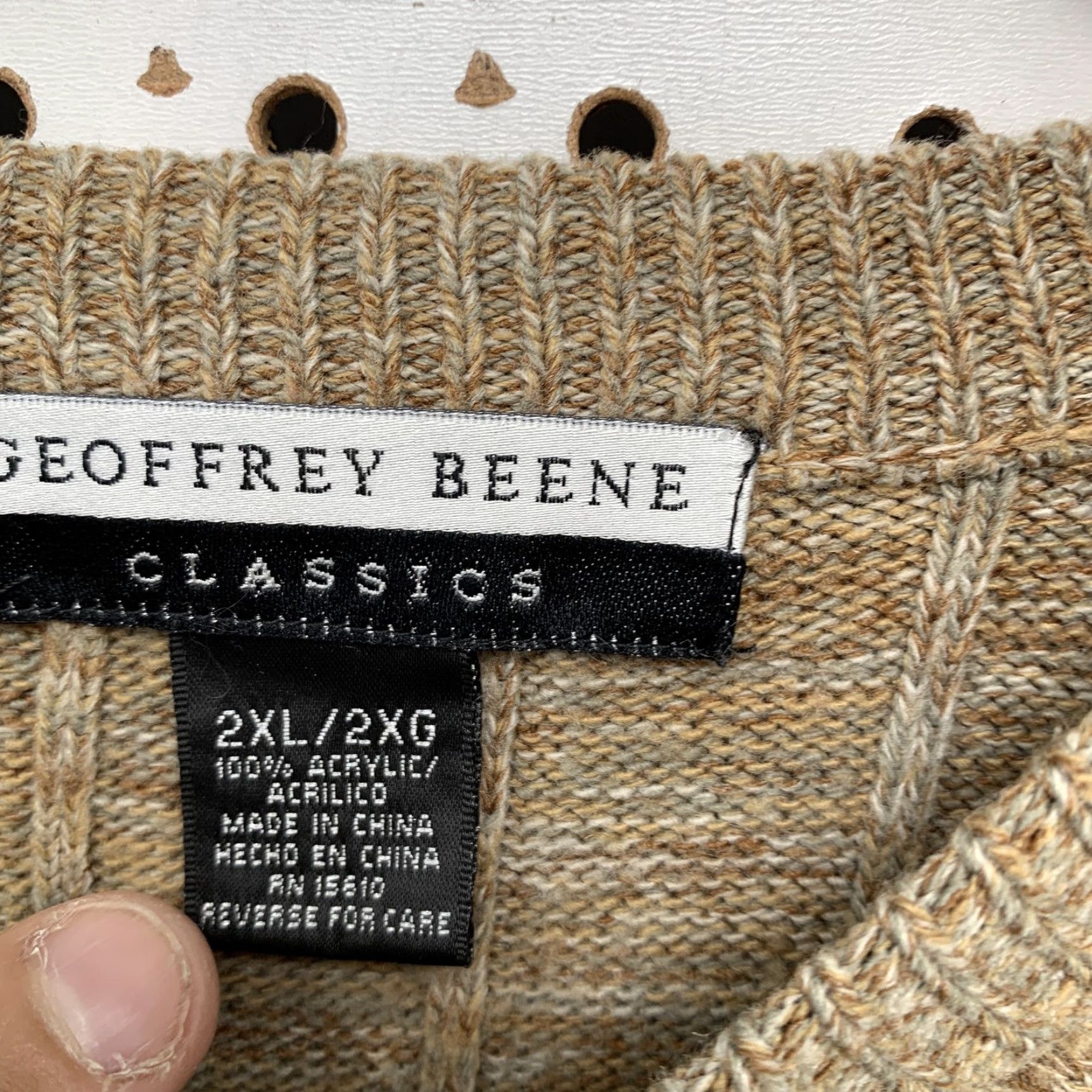 Geoffrey Beene VINTAGE Geoffrey Beene Geometric Knit Sweater 2XL Brown Acrylic Pullover Casual Long Sleeve Mens Size US XXL / EU 58 / 5 - 4 Thumbnail