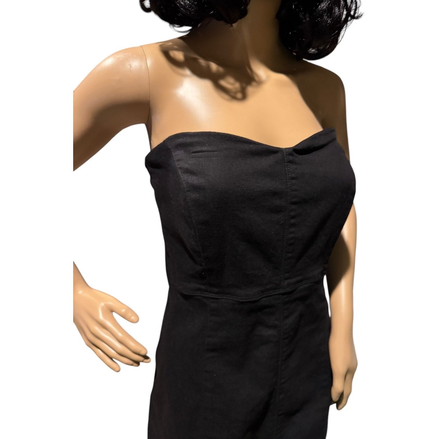 Gap NWT 2011 Gap black denim strapless stretchy patchwork dress Size L / US 10 / IT 46 - 19 Thumbnail