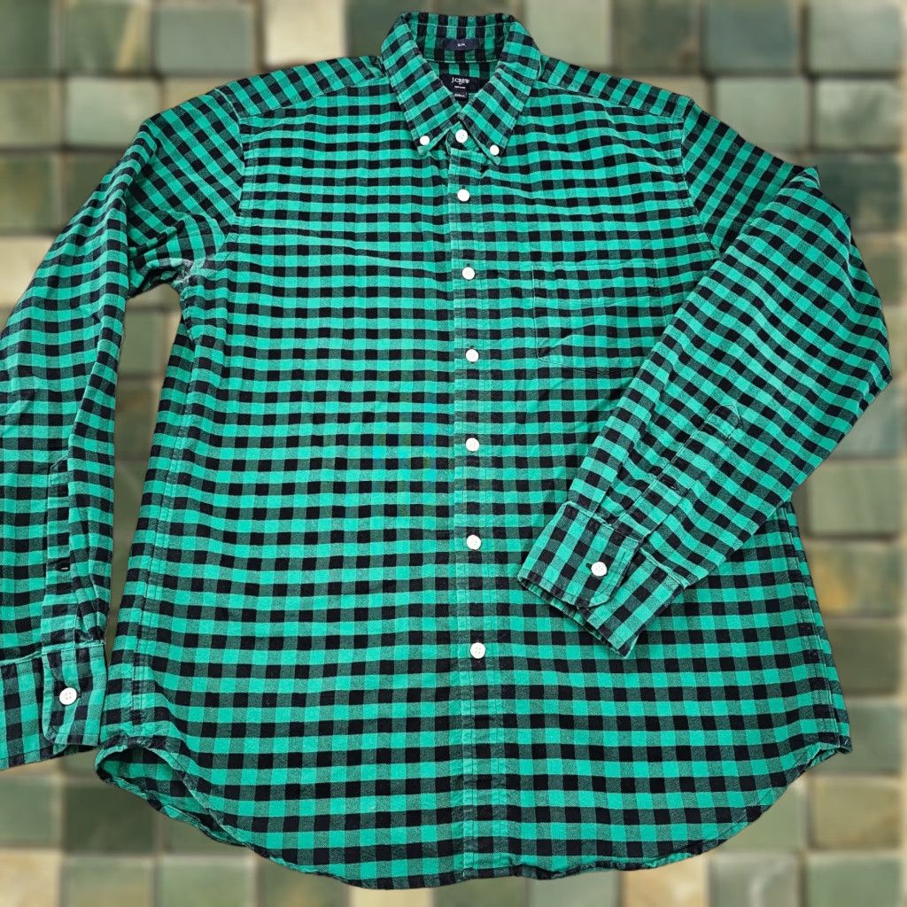 J.Crew J.CREW Shirt Mens L Green Plaid Slim Fit Button-Up Oxford Casual Preppy Shirt Size US L / EU 52-54 / 3 - 1 Thumbnail