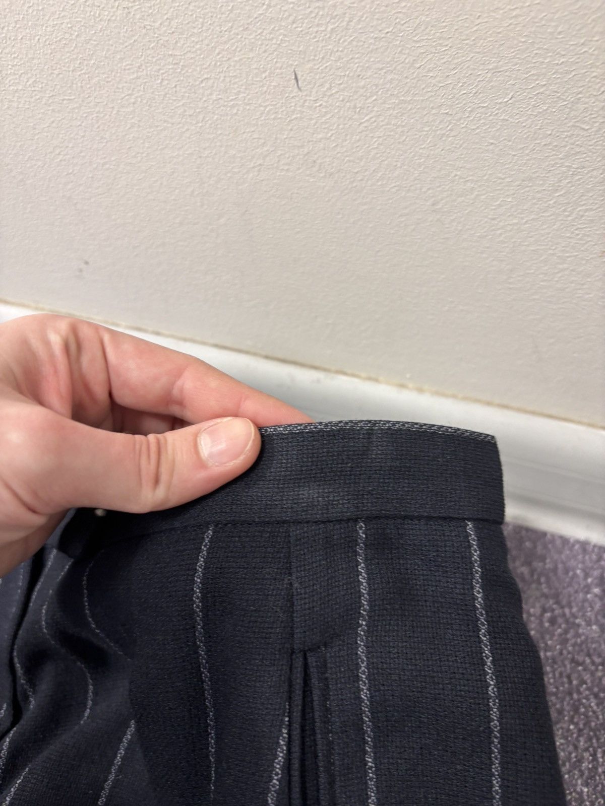 Armani Collezioni Armani Collezioni Women’s Navy Blue Striped Wool Pants Size 32" / US 10 / IT 46 - 6 Thumbnail