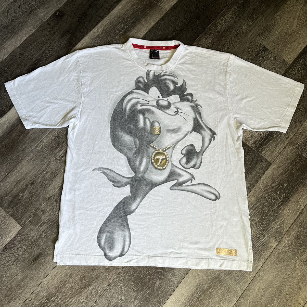 Warner Bros Vintage Lot29 Looney Tunes Tasmanian Devil Big Logo Rap Tee Size US XXL / EU 58 / 5 - 1 Thumbnail
