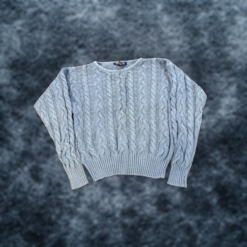 Vintage VINTAGE Directions Sweater Shirt Womens Small Blue 90s Fisherman Crew Neck Chunky-Knit Cotton Pullover Womens S Size S / US 4 / IT 40 - 1 Thumbnail
