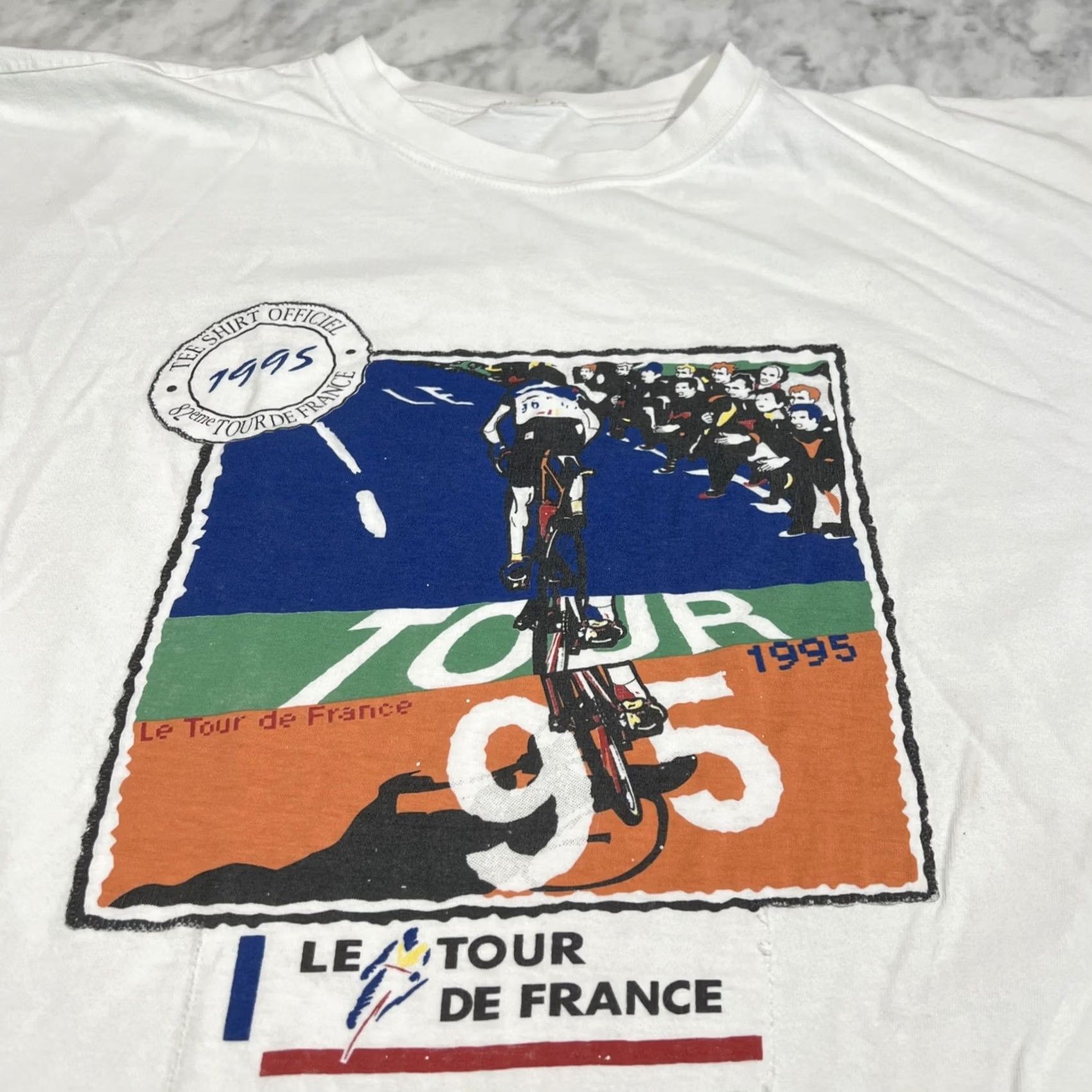 Vintage VINTAGE 1995 Tour De France T Shirt Men 2XL White Cycling Racing Graphic Tee Sportswear/Beach Men Size US XXL / EU 58 / 5 - 2 Thumbnail