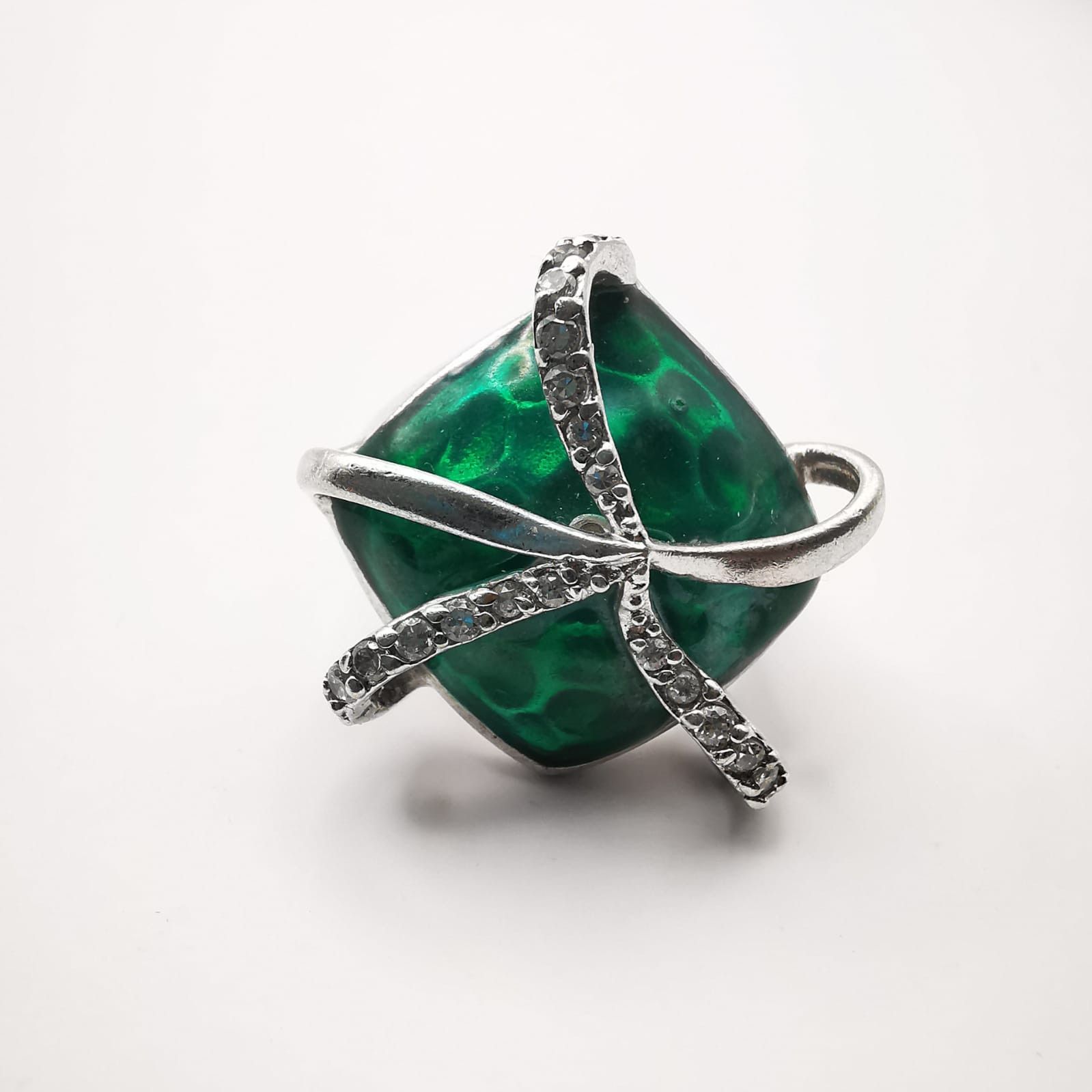 Sterling Silver Vintage 925 Sterling Silver Ring with Cubic Zirconia 8,2 g Size ONE SIZE - 7 Thumbnail
