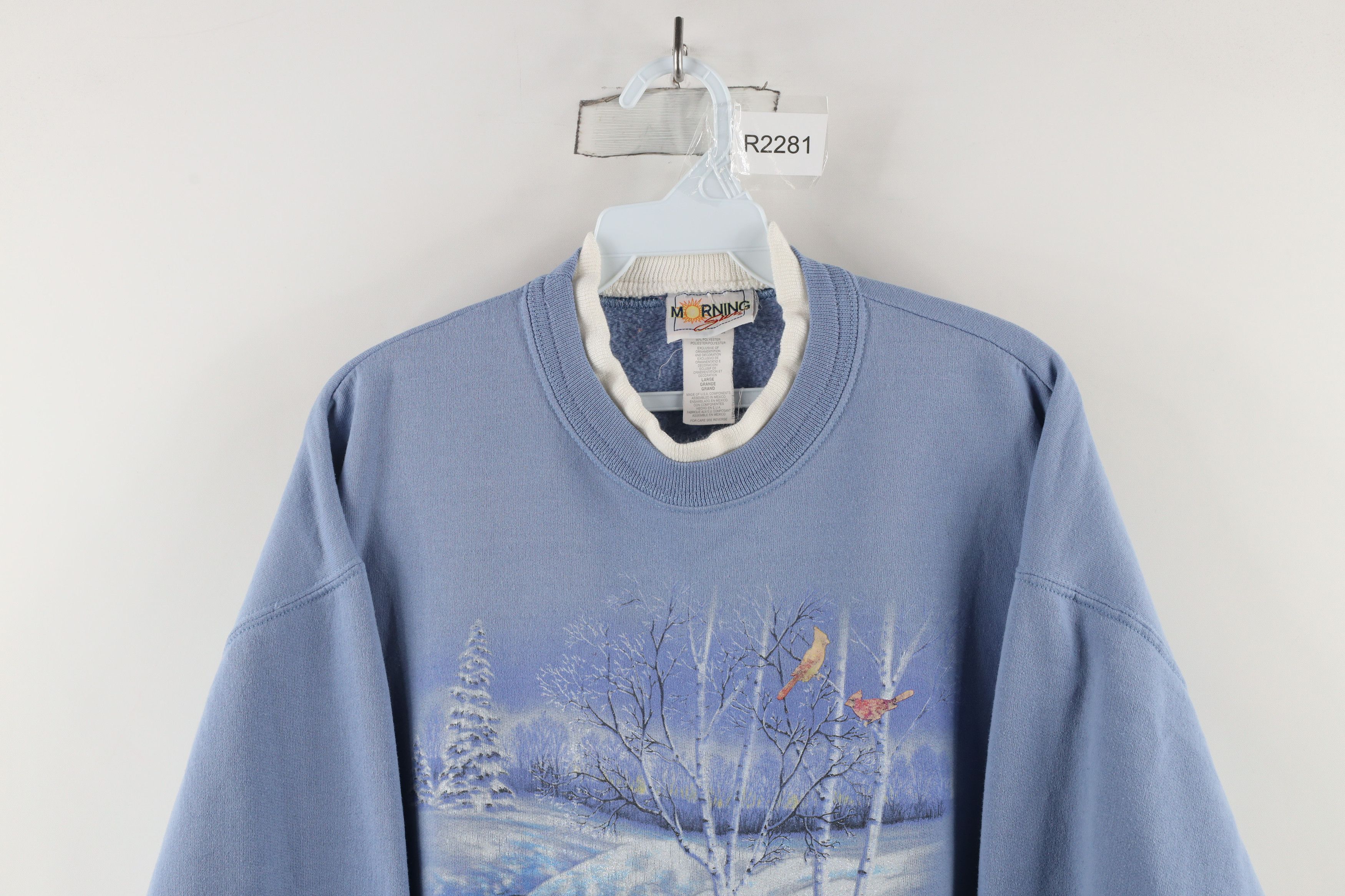 Vintage Vintage 90s Country Primitive Snow Stream Birds Sweatshirt Size L / US 10 / IT 46 - 2 Thumbnail