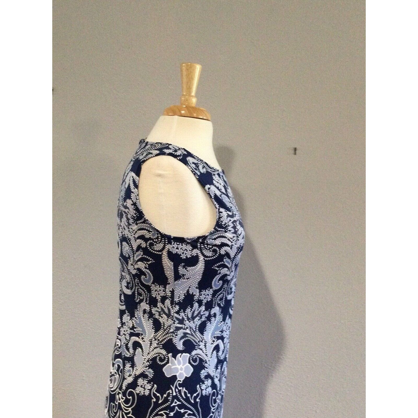 Other Haani Blue/White Graphic Print Sheath Dress Petite Small Size S / US 4 / IT 40 - 5 Thumbnail