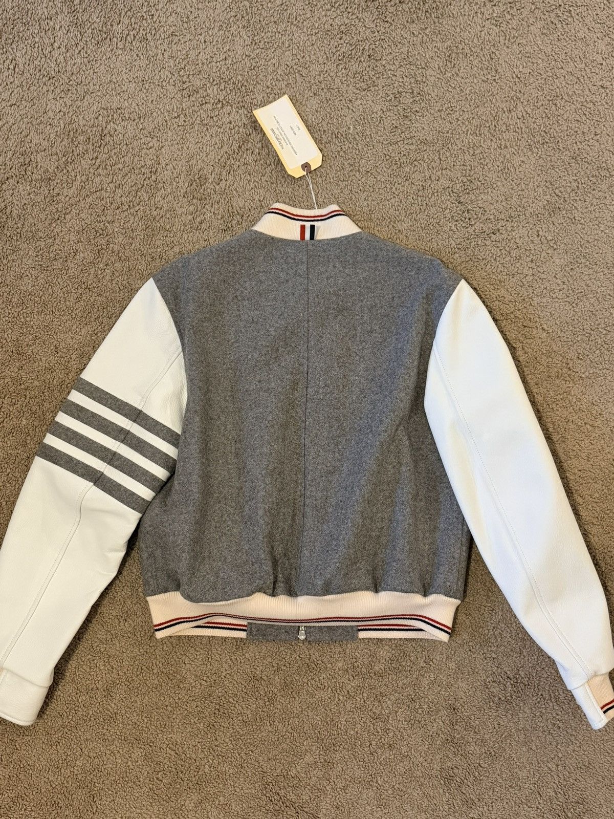 Thom Browne THOM BROWNE Striped leather and wool bomber jacket Size US S / EU 44-46 / 1 - 5 Thumbnail