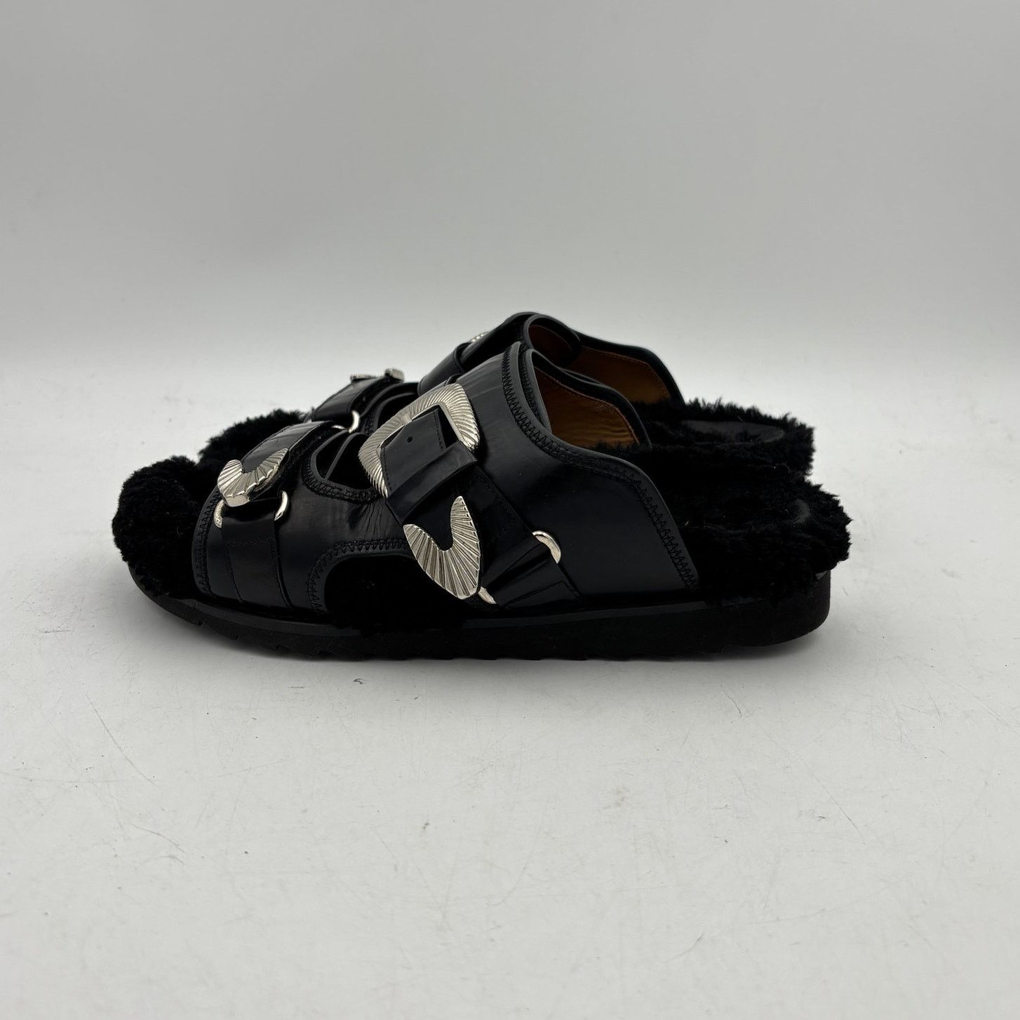 Toga Pulla Toga Pulla Shearling Lined Black Buckle Sandals Women's 39 Size US 9 / IT 39 - 5 Thumbnail