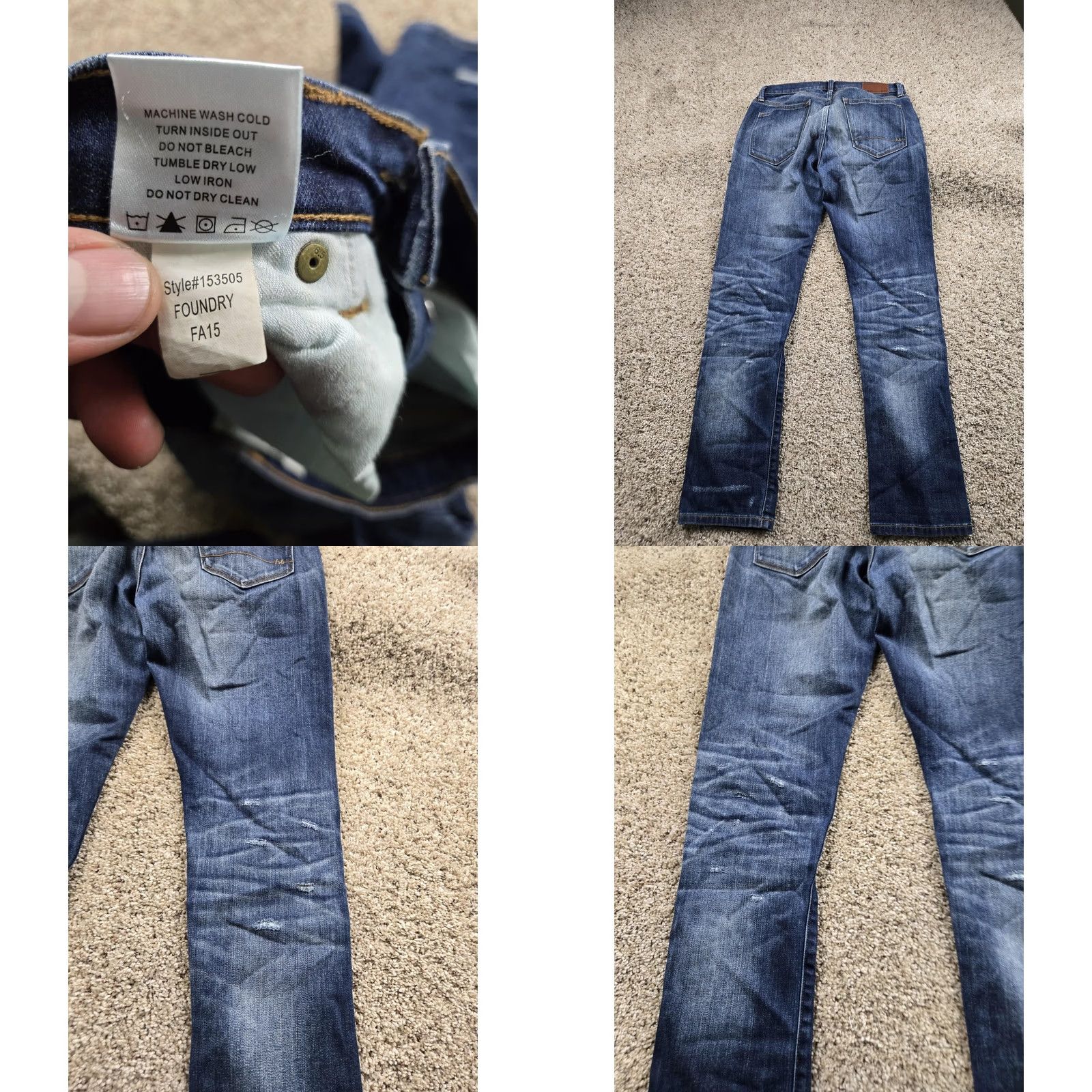 Denime Henry & Belle Jeans Womens 26 Blue Distressed Selvedge Denim Foundry Jeans Size 26" / US 2 / IT 38 - 8 Thumbnail