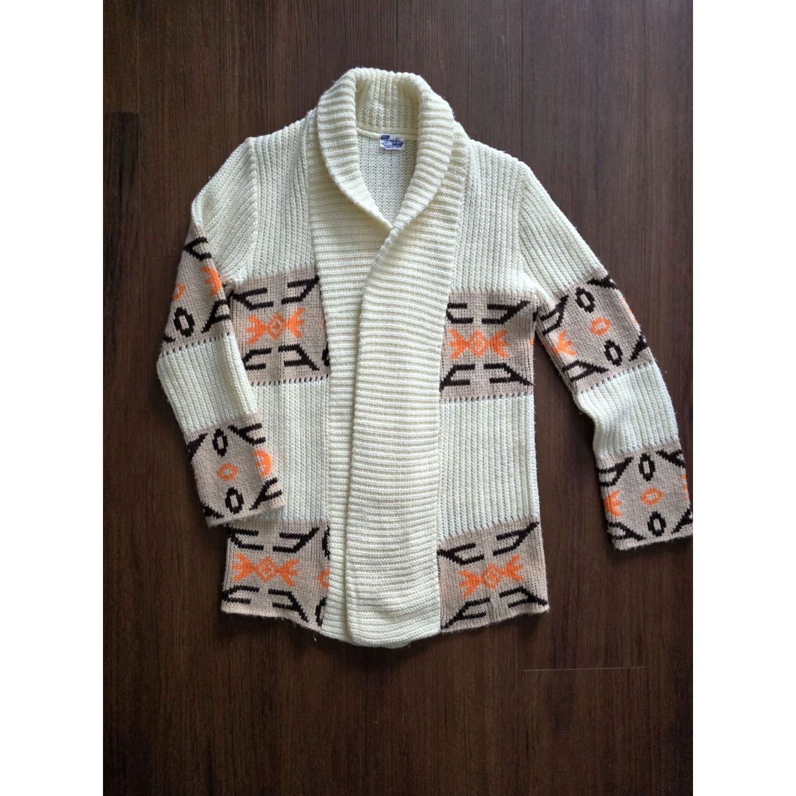 Vintage VINTAGE 70s Aztec Southwestern Sweater Unisex M Beige Acrylic long sleeve Boho Hippie Union Made Unbranded Mens Womens Girls Boys Size US M / EU 48-50 / 2 - 3 Thumbnail