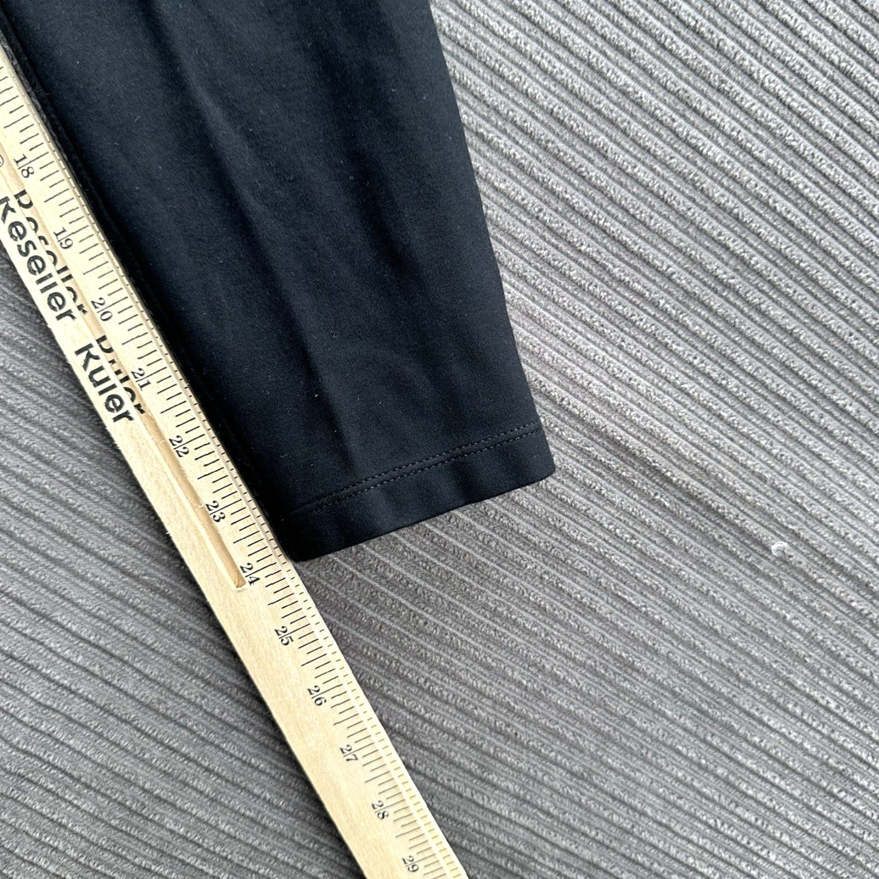 Vintage Betabrand Cropped Pants Women PM Petite Black Rayon Office Flat Front Logo Straight Inseam 24in Size 32" / US 10 / IT 46 - 5 Thumbnail