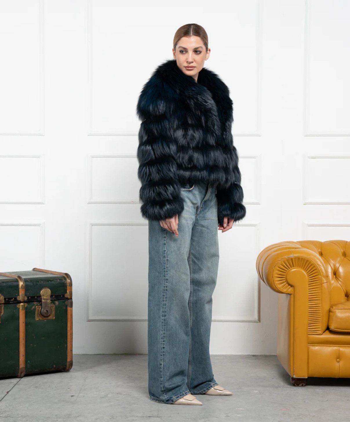 Other Women’s Midnight Blue Fox Fur Jacket Size L / US 10 / IT 46 - 3 Thumbnail