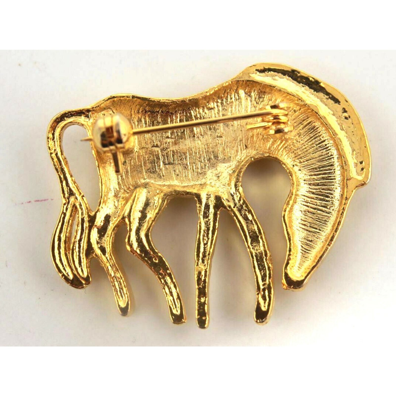 Other Stylized Zebra Brooch Goldtone Metal 1-3/4" Size ONE SIZE - 2 Thumbnail