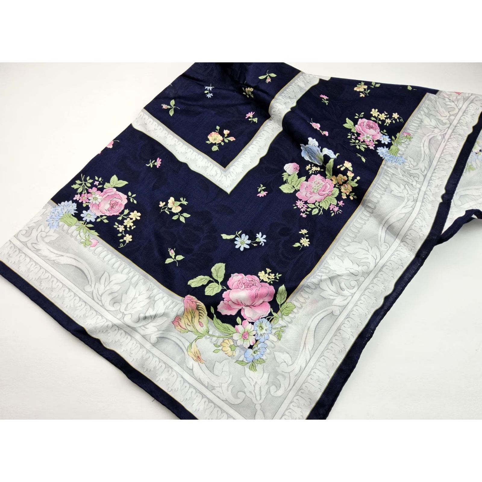 Vintage Royal Doulton Scarf Womens Roses Floral Square Neckerchief Bandana Size ONE SIZE - 5 Thumbnail