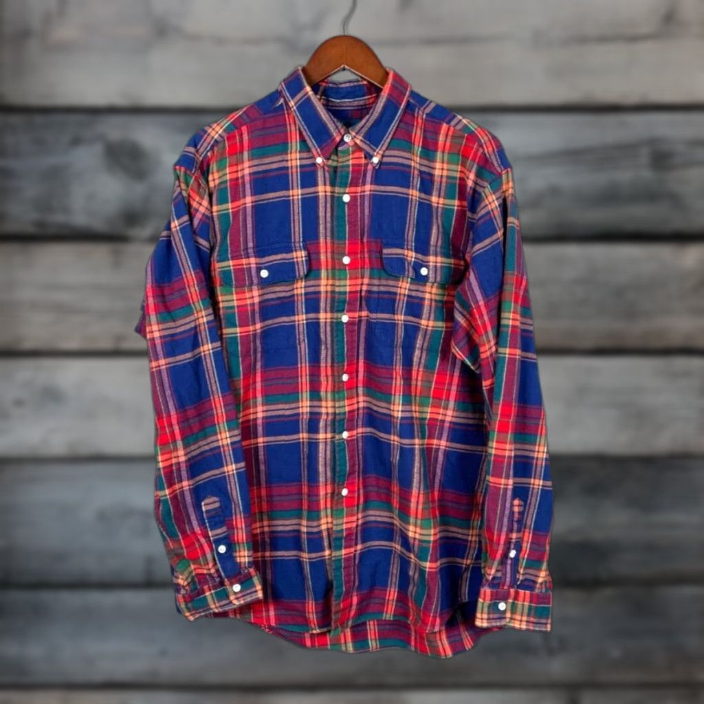 Ralph Lauren Ralph Lauren Flannel Work Shirt Men's XL Red Blue Plaid Workwear Polo Workshirt 90s Mens Size US XL / EU 56 / 4 - 1 Thumbnail