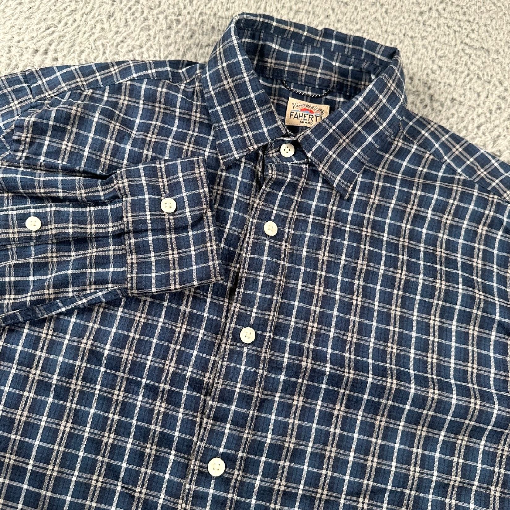 Faherty Faherty Shirt Navy Blue Plaid Button-Up Small Mens Long Sleeve Casual Size US S / EU 44-46 / 1 - 2 Thumbnail