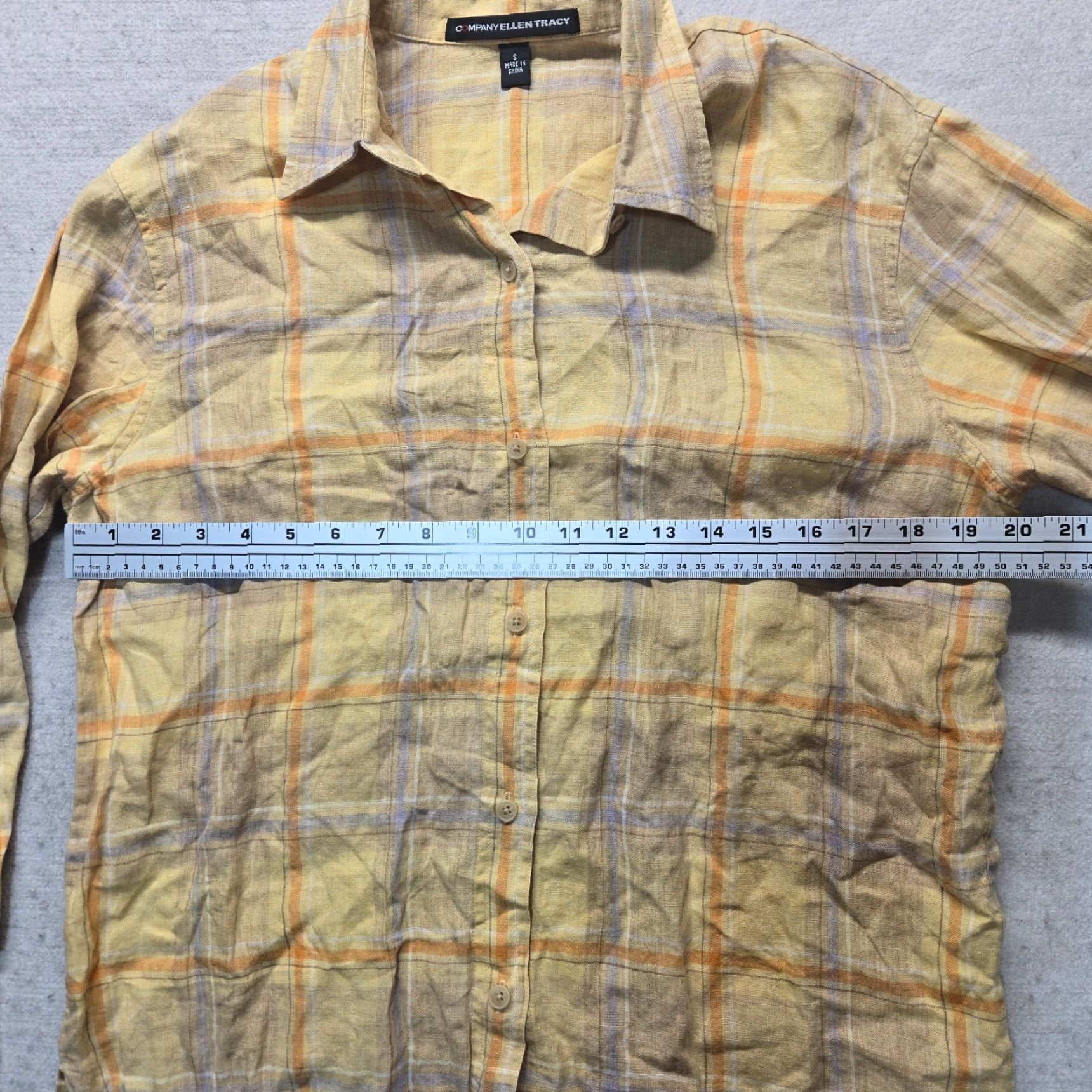 Ellen Tracy VINTAGE Ellen Tracy Women's Yellow Long Sleeve Button-Down Shirt Small Cotton Fall Office Wear Size S / US 4 / IT 40 - 4 Thumbnail