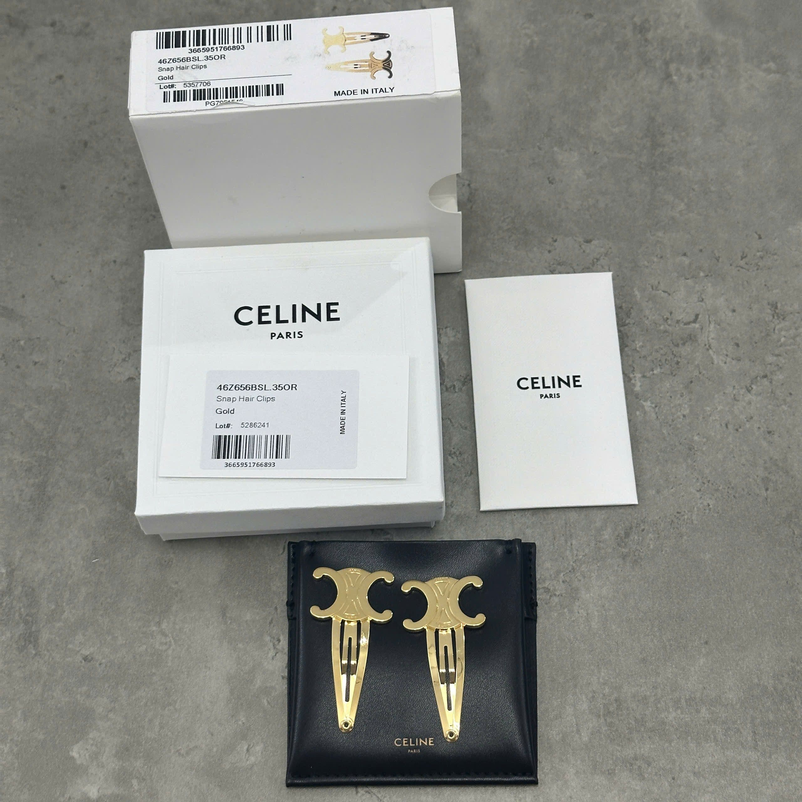 Celine CELINE Hair Accessories Set Of 2 Triomphe Hair Clips GOLD Size ONE SIZE - 5 Thumbnail