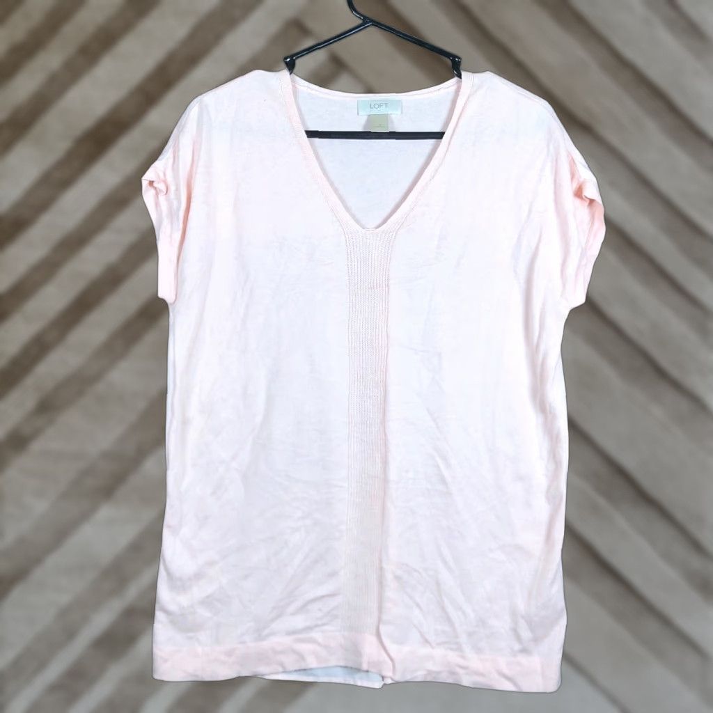 Loft LOFT Ann Taylor Womens Blouse Pink Short Sleeve V-Neck Super Soft Tunic Small Size S / US 4 / IT 40 - 1 Thumbnail