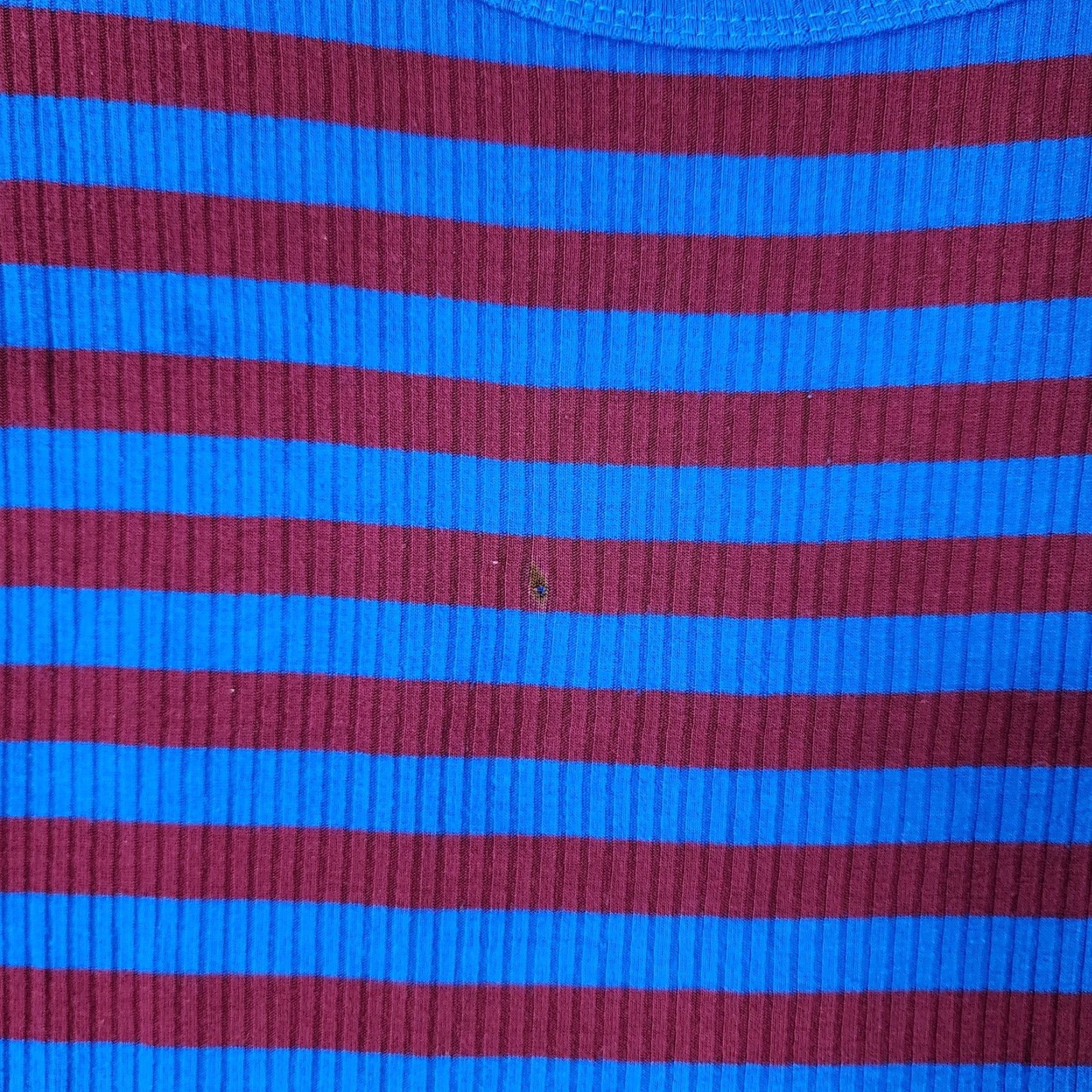 Vintage VINTAGE LuLaRoe Women’s Blouse Shirt Short Sleeve Round Neck Striped Blue Red Size L - Women’s Top Size L / US 10 / IT 46 - 5 Thumbnail