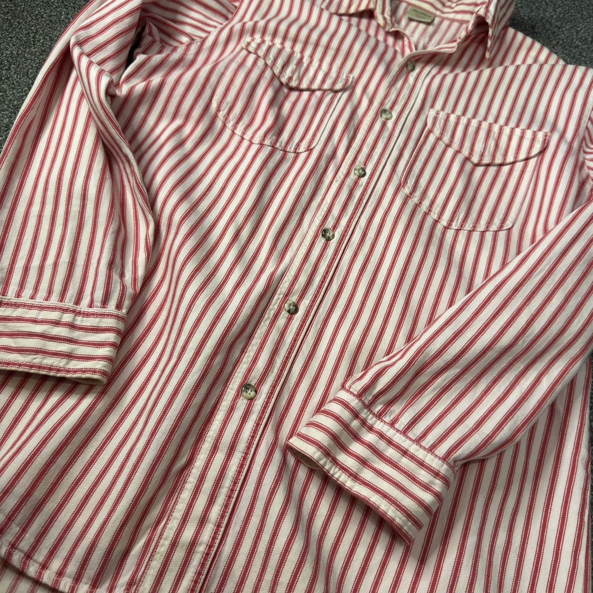 Vintage 80s Striped Cotton Button Down Double Chest Pocket in Red, Men's — image 6 of 6