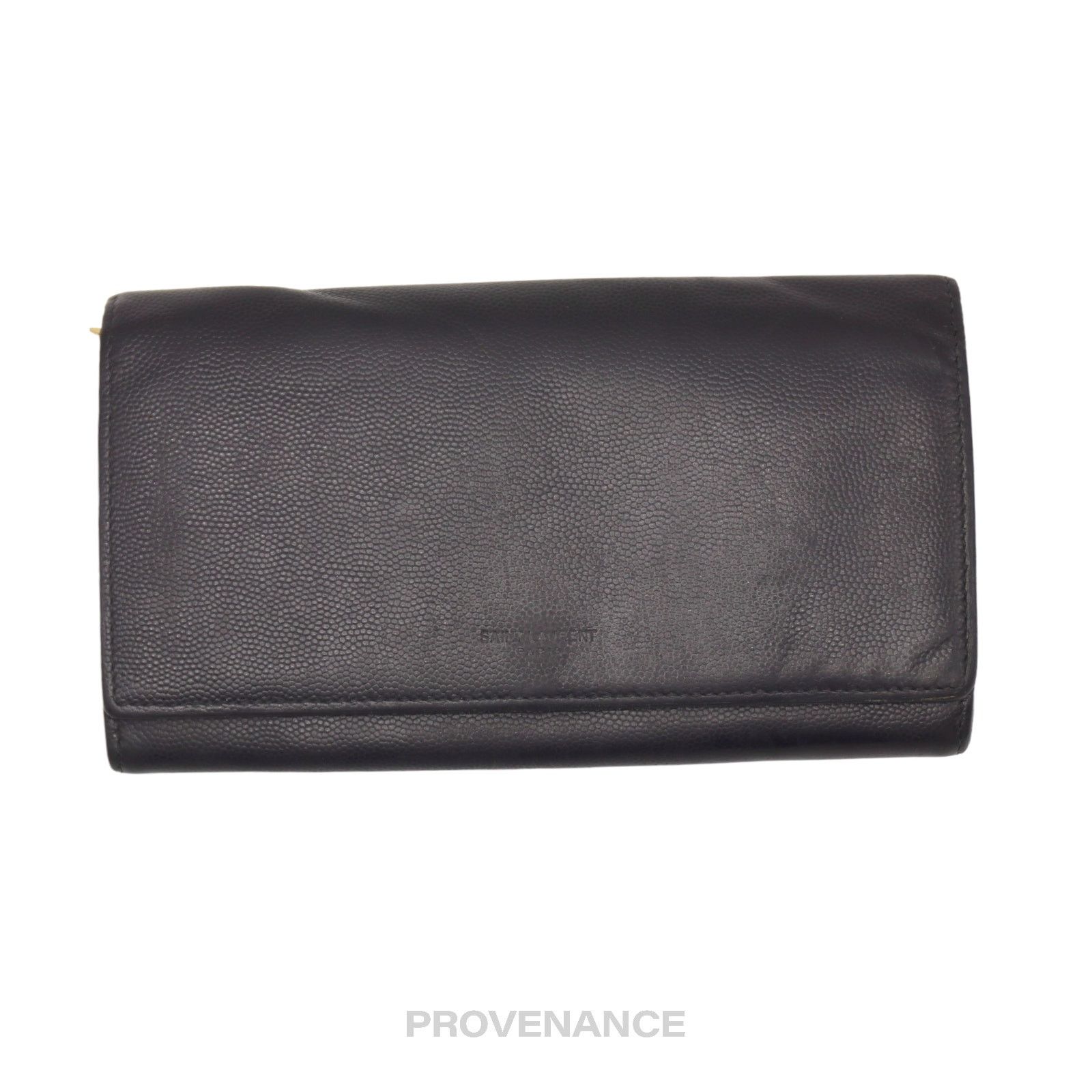 Saint Laurent Paris 🔴 Saint Laurent Paris SLP Long Pebbled Wallet - Black Size ONE SIZE - 1 Thumbnail