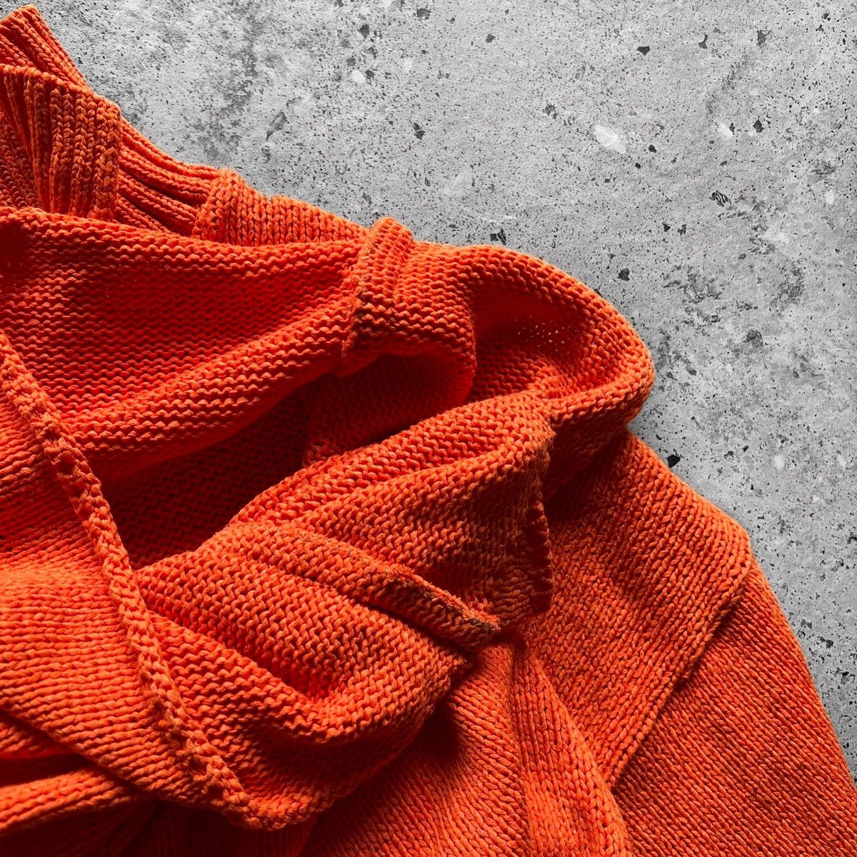 Designer Asselta English Knitted Orange Long Sleeve Sweater 1/4 Zip Size US L / EU 52-54 / 3 - 4 Thumbnail