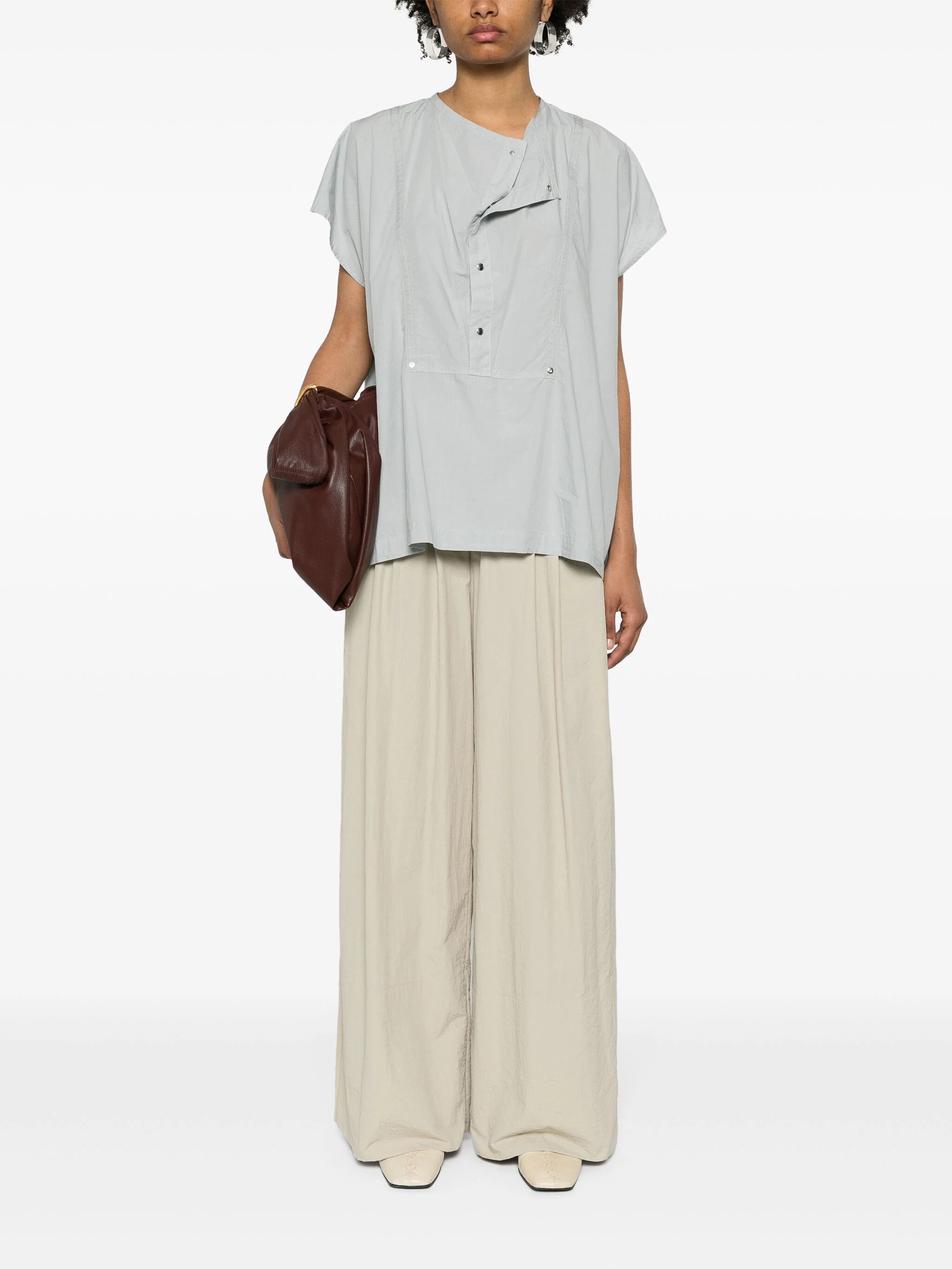 Lemaire o1s22i1n1024 Draped Neckline Blouse in Grey Size XS / US 0-2 / IT 36-38 - 2 Thumbnail