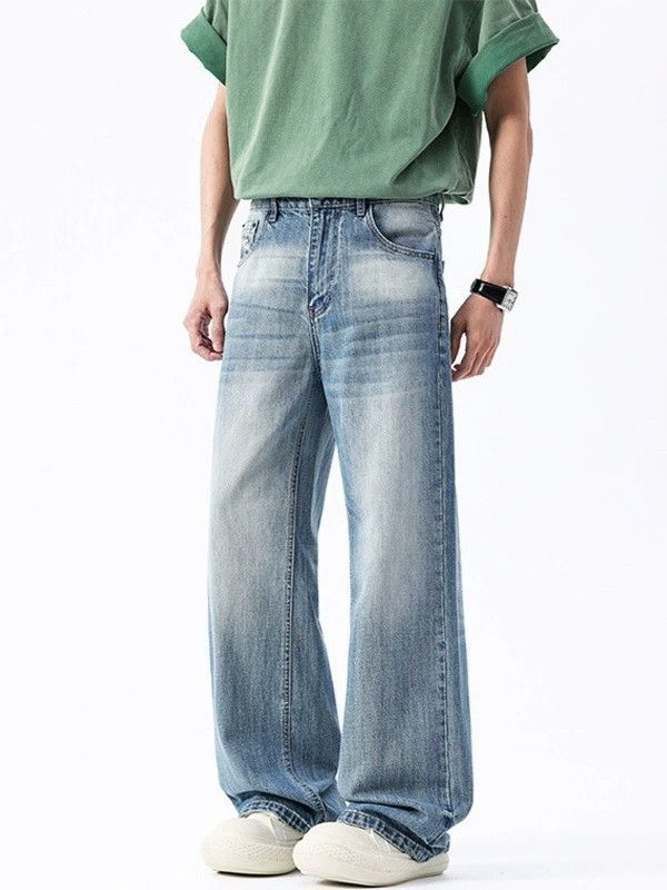 Japanese Brand Men's Japanese retro washed distressed straight leg jeans Size US 32 / EU 48 - 3 Thumbnail