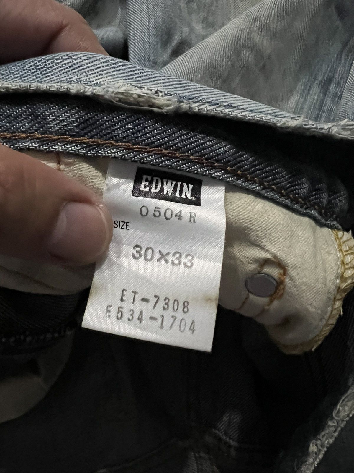 Edwin × If Six Was Nine × Le Grande Bleu (L.G.B.) VINTAGE EDWIN 504 R MUD WASH DISTRESS JEANS Size US 30 / EU 46 - 18 Thumbnail