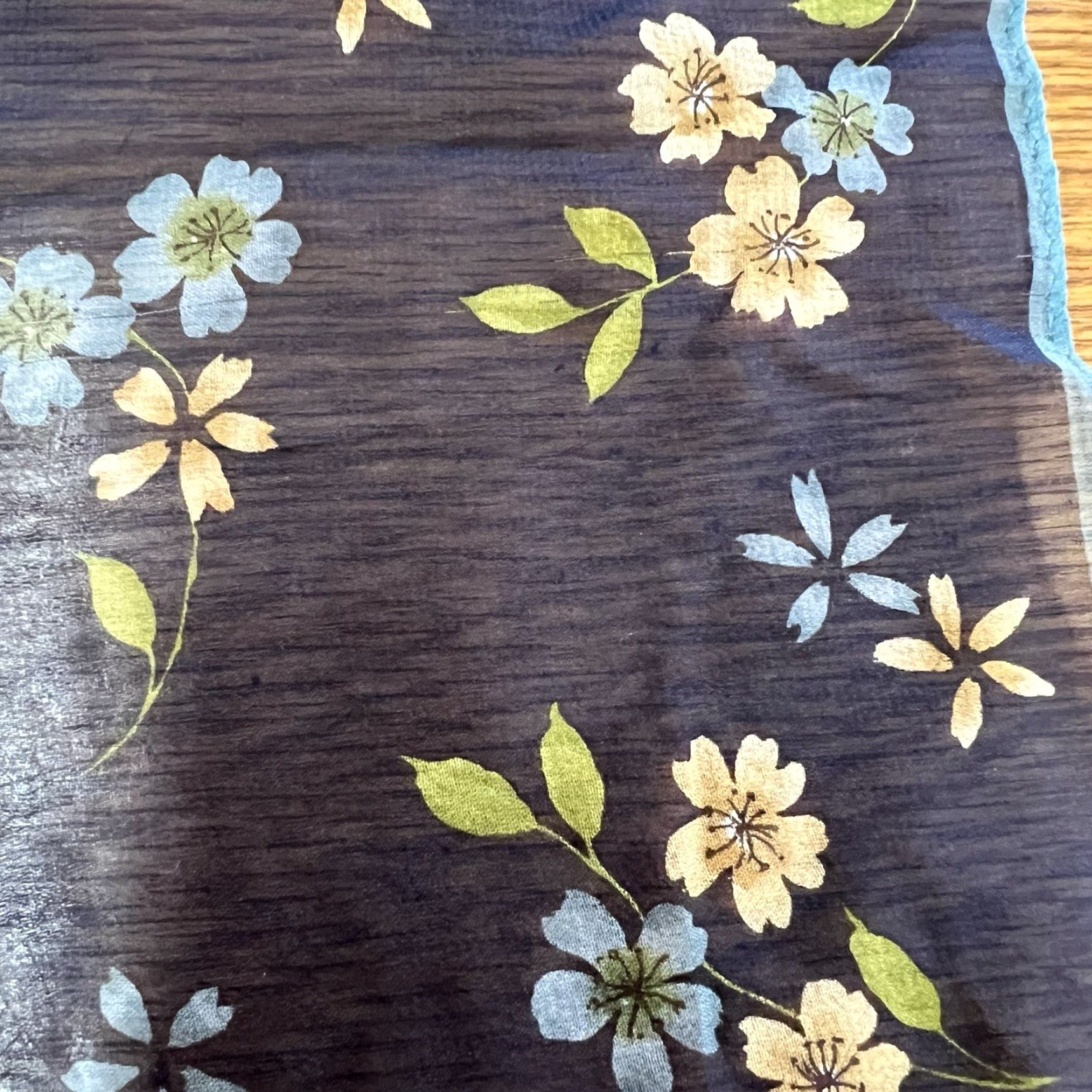 Ann Taylor VINTAGE Ann Taylor Silk Floral Square Scarf 15x15 Blue Women Adult Square Scarf 90s Size ONE SIZE - 2 Thumbnail