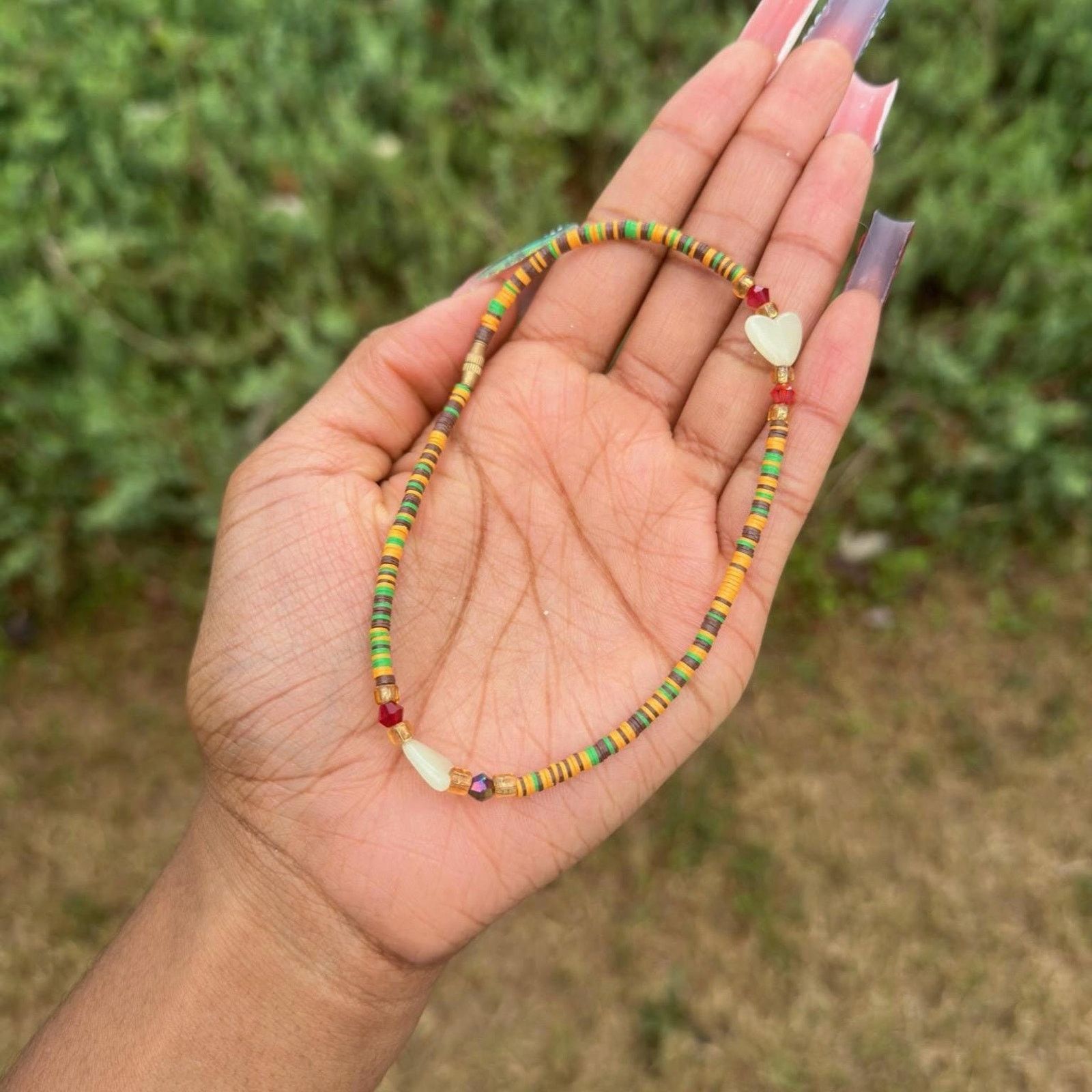 Handmade African heishi bead beaded screw on anklets from Ghana Size ONE SIZE - 4 Thumbnail