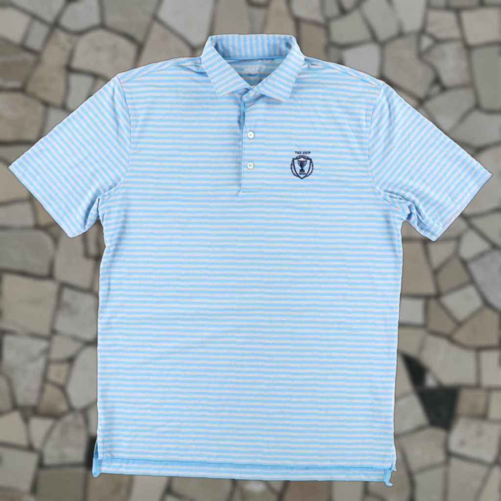 johnnie-O Johnnie-O The Cup Performance Stretch Striped Polo Shirt Blue Men M Size US M / EU 48-50 / 2 - 1 Thumbnail