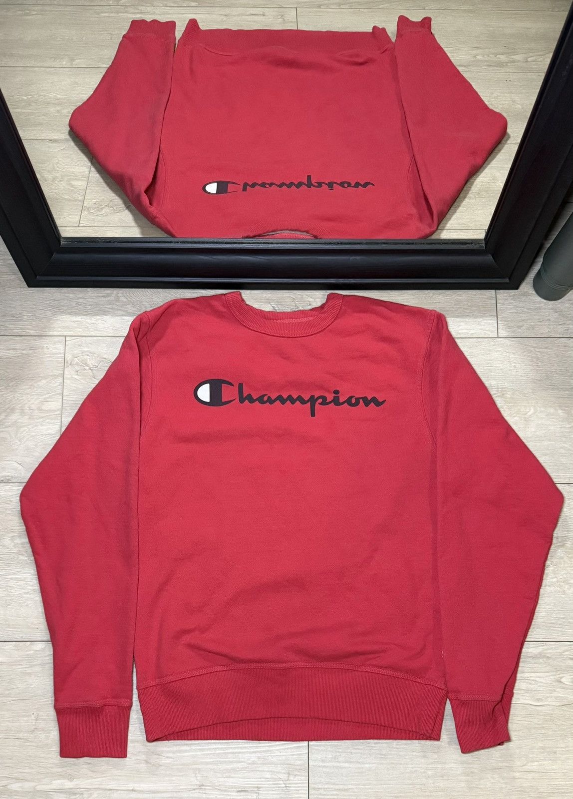 Champion Y2K Red Champion Script Logo Crewneck Sweatshirt Size S / US 4 / IT 40 - 1 Thumbnail